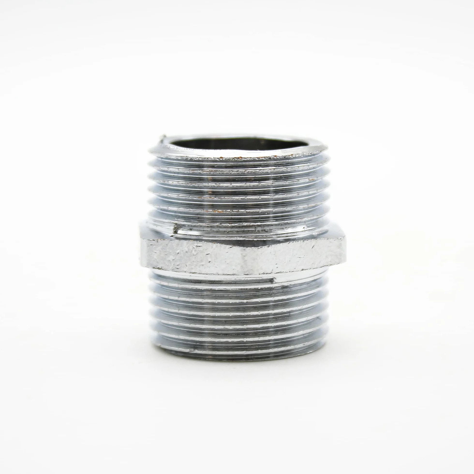 DOJA Barcelona | podwójna złączka chromowana | złączka z gwintem zewnętrznym 1/2" | rura śrubowa | łącznik do powietrza, wody, gazu, paliwa | adapter do węża prysznicowego - złączka redukcyjna
