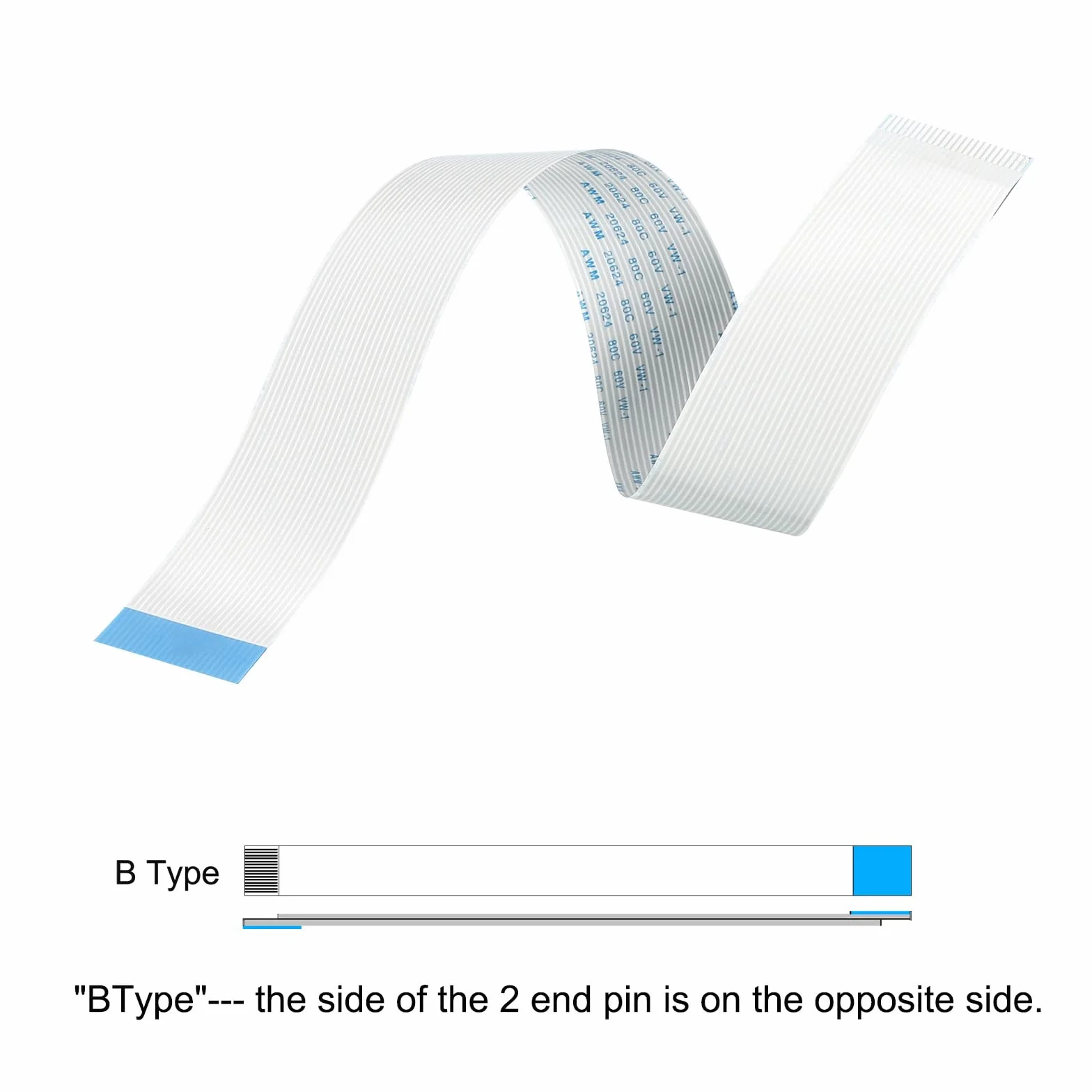 sourcing map Płaski kabel 24 piny 1,0 mm 300 mm typ B do drukarki 3D pakiet z 5