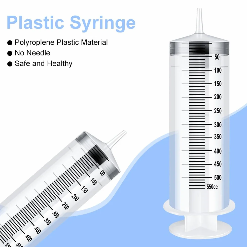 OFFCUP Plastikowa strzykawka 500 ml z wężem pomiarowa do laboratorium