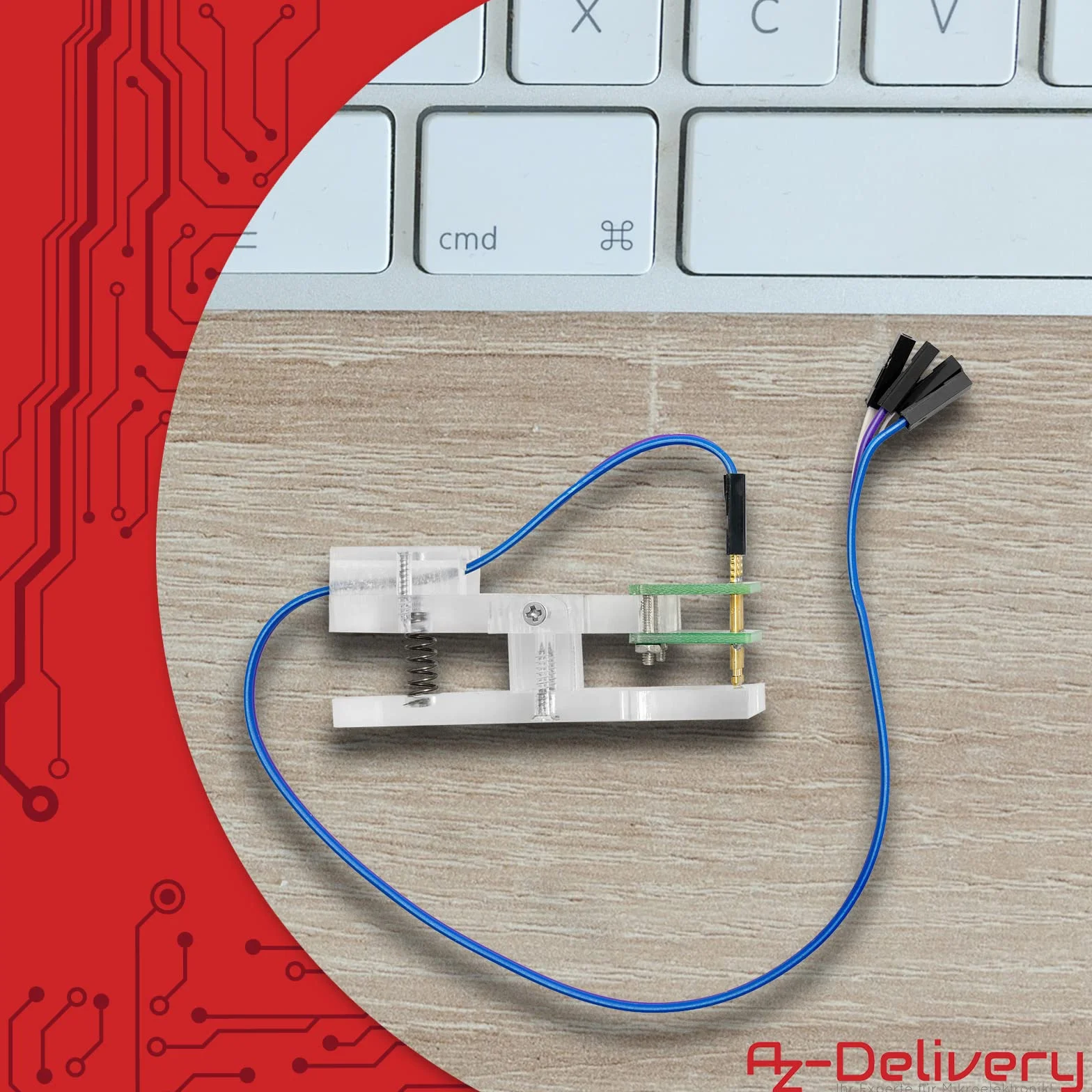 AZDelivery 4-pinowy programator I2C moduł narzędzie testowe PCB zacisk 1 x 4P pozłacane szpilki pogo