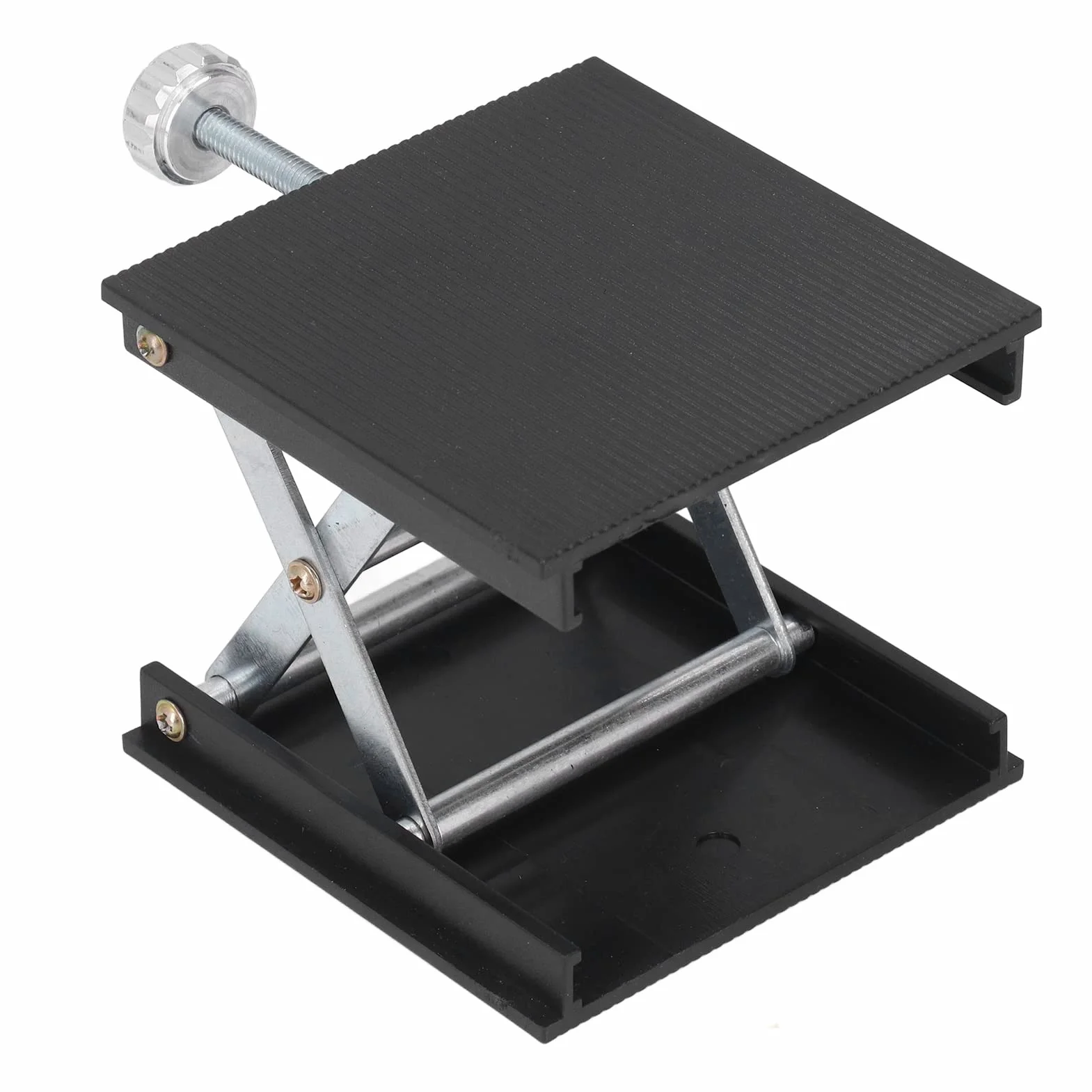 Regulowany Stojak Podnoszący Laboratoryjny 90x90mm Stop Aluminium Platforma z Regulacją Wysokości 26-90mm Czarny Nośność 30kg