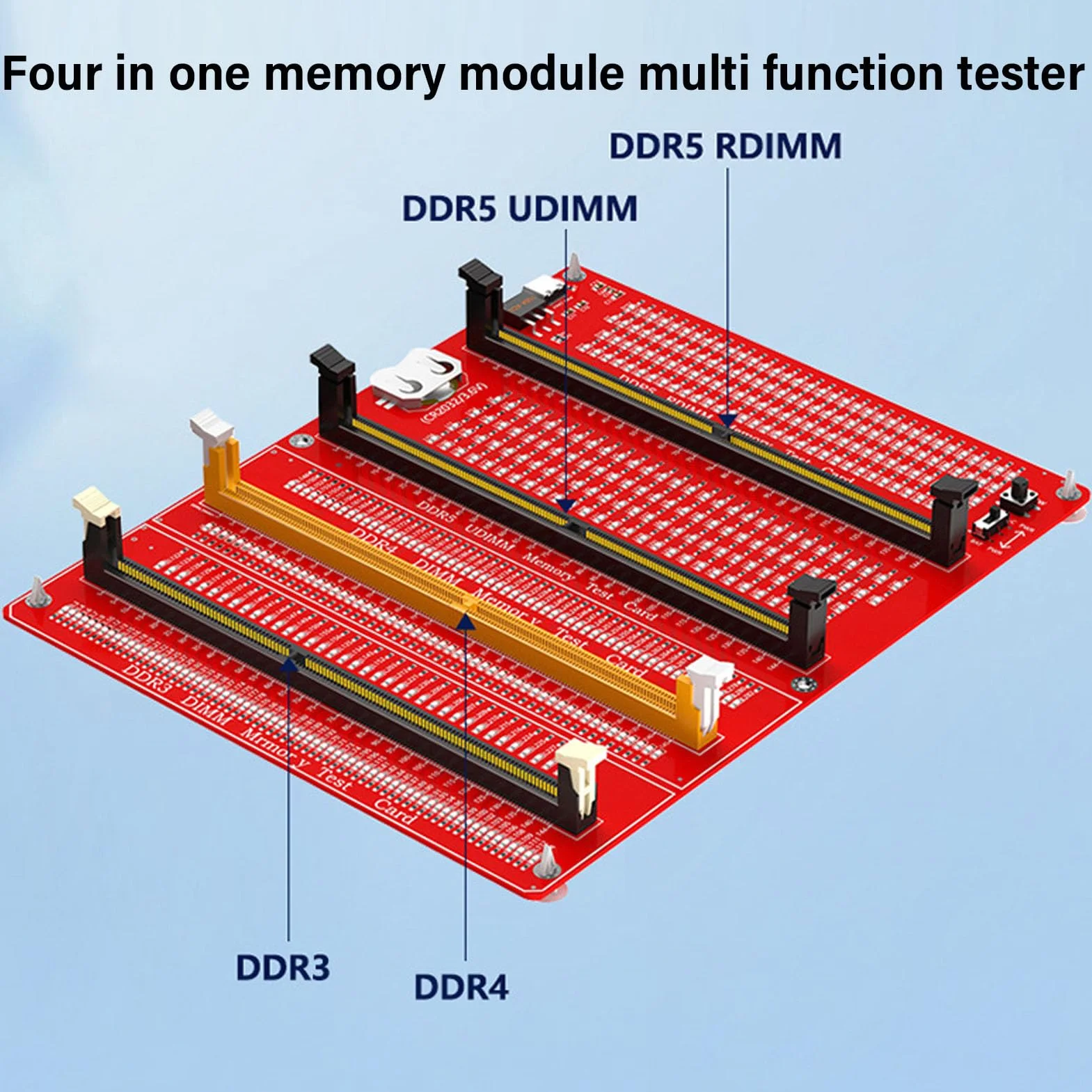 Tester Pamięci RAM 4 w 1 DDR3 DDR4 DDR5 Server DDR5 ze Wskaźnikiem LED i Podwójnym Zasilaczem