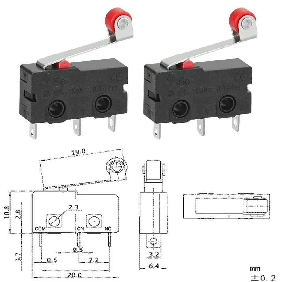 10 sztuk mikroprzełącznik krańcowy z dźwignią rolkową 250 V 5 A SPDT 1NO 1NC wyłącznik krańcowy mini miniaturowy przełącznik krańcowy 3 piny do mechaniki Arduino urządzeń elektronicznych