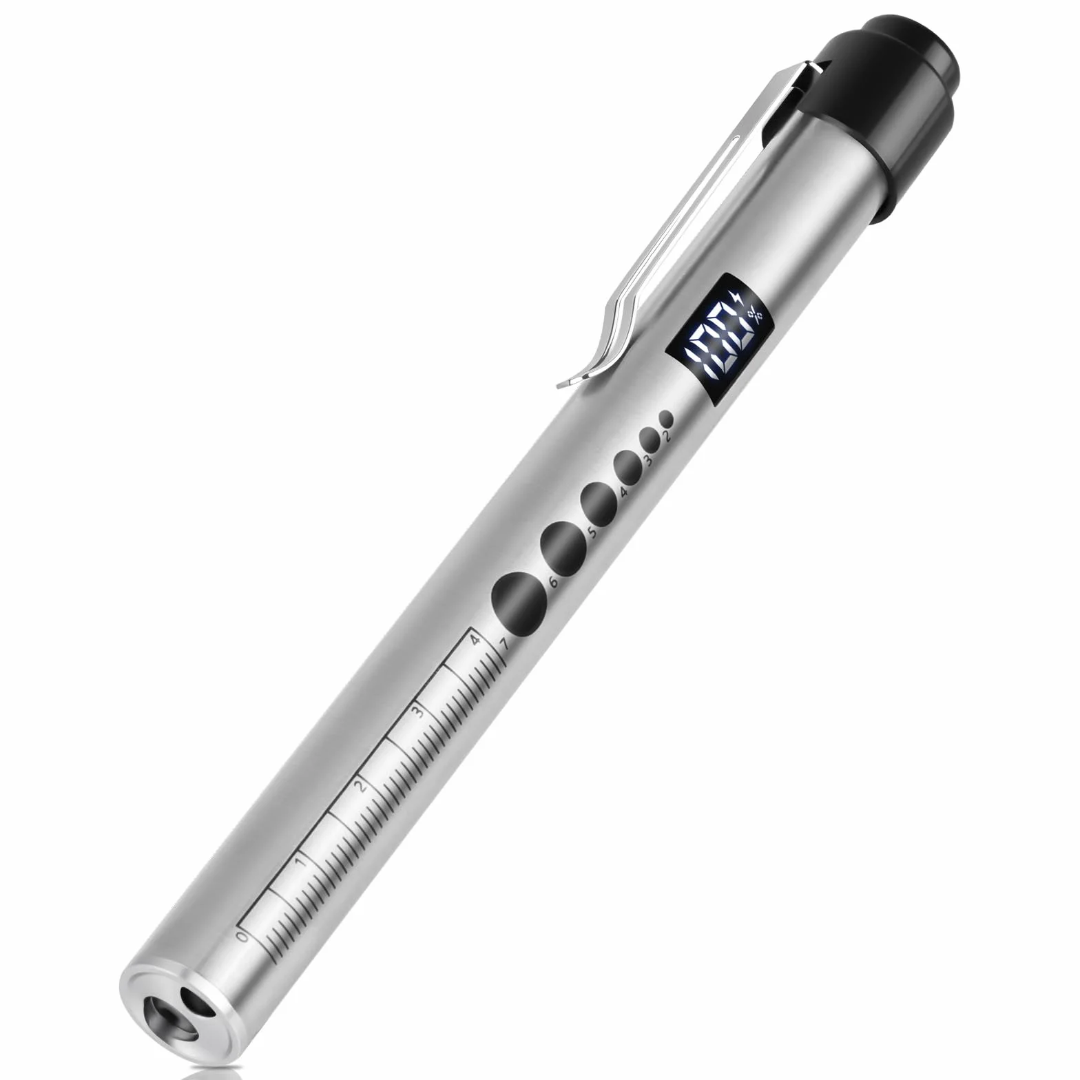 Flintronic Upillenleuchte Medizin, 1 sztuka Lampa diagnostyczna z wyświetlaczem cyfrowym, urządzenie do pomiaru źrenic i linijka, ładowana przez USB, latarka LED do oczu dla pielęgniarek i studentów