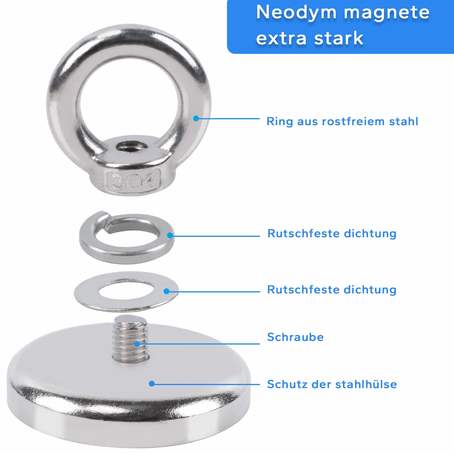 Magnesy neodymowe 48 mm przemysłowe silne magnesy do ratownictwa
