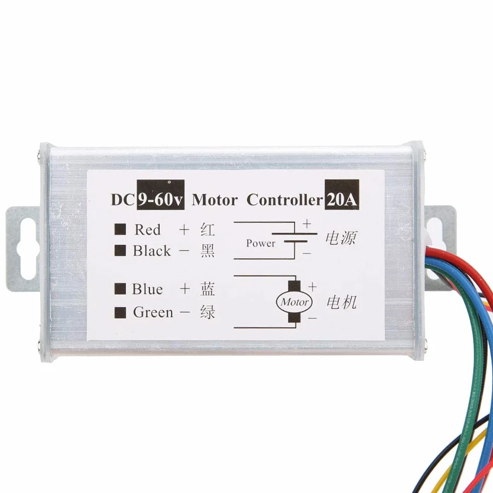 Sterownik Prędkości Silnika PWM 1200W DC9-60V 0-20A z Metalową Obudową