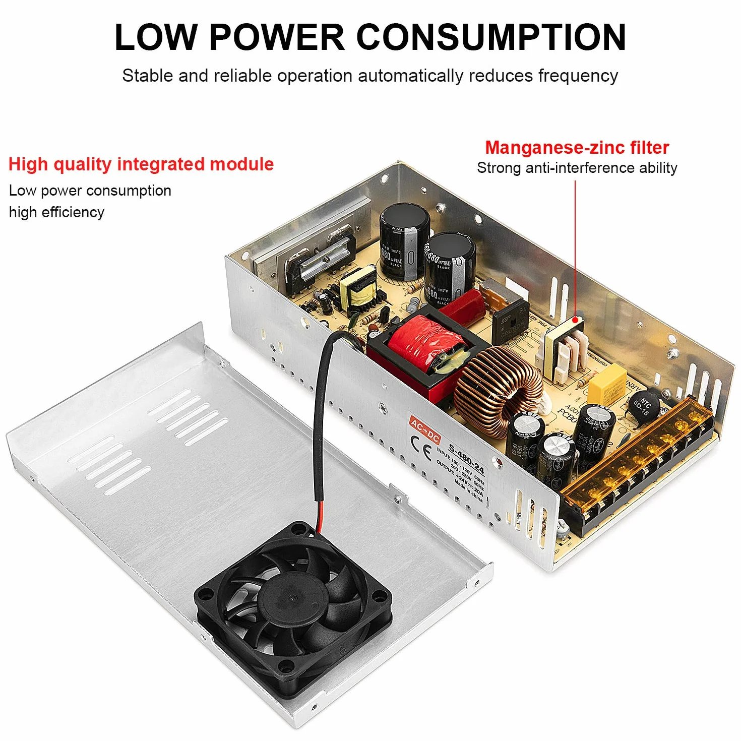 ledmo 480 W 24 V 20 A zasilacz impulsowy zasilacz transformator AC 110 V / 220 V na DC Przetwornik przełączający do taśm LED świateł