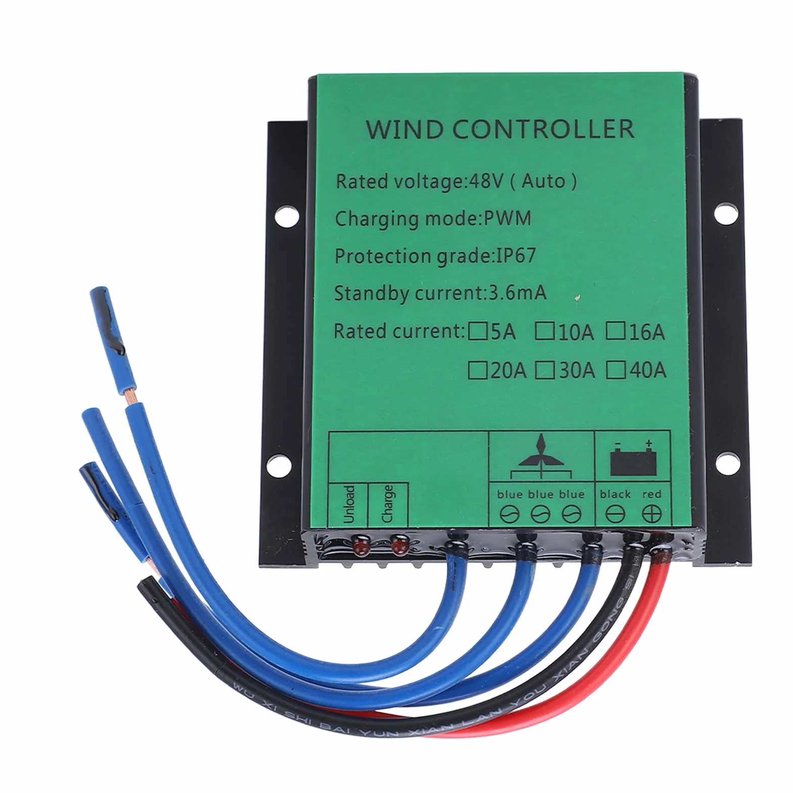 Regulator generatora turbin wiatrowych, LED 48V Wskazujący ochronę IP67 obudowa ze stopu aluminium kontroler generatora turbiny wiatrowej do baterii (10A)