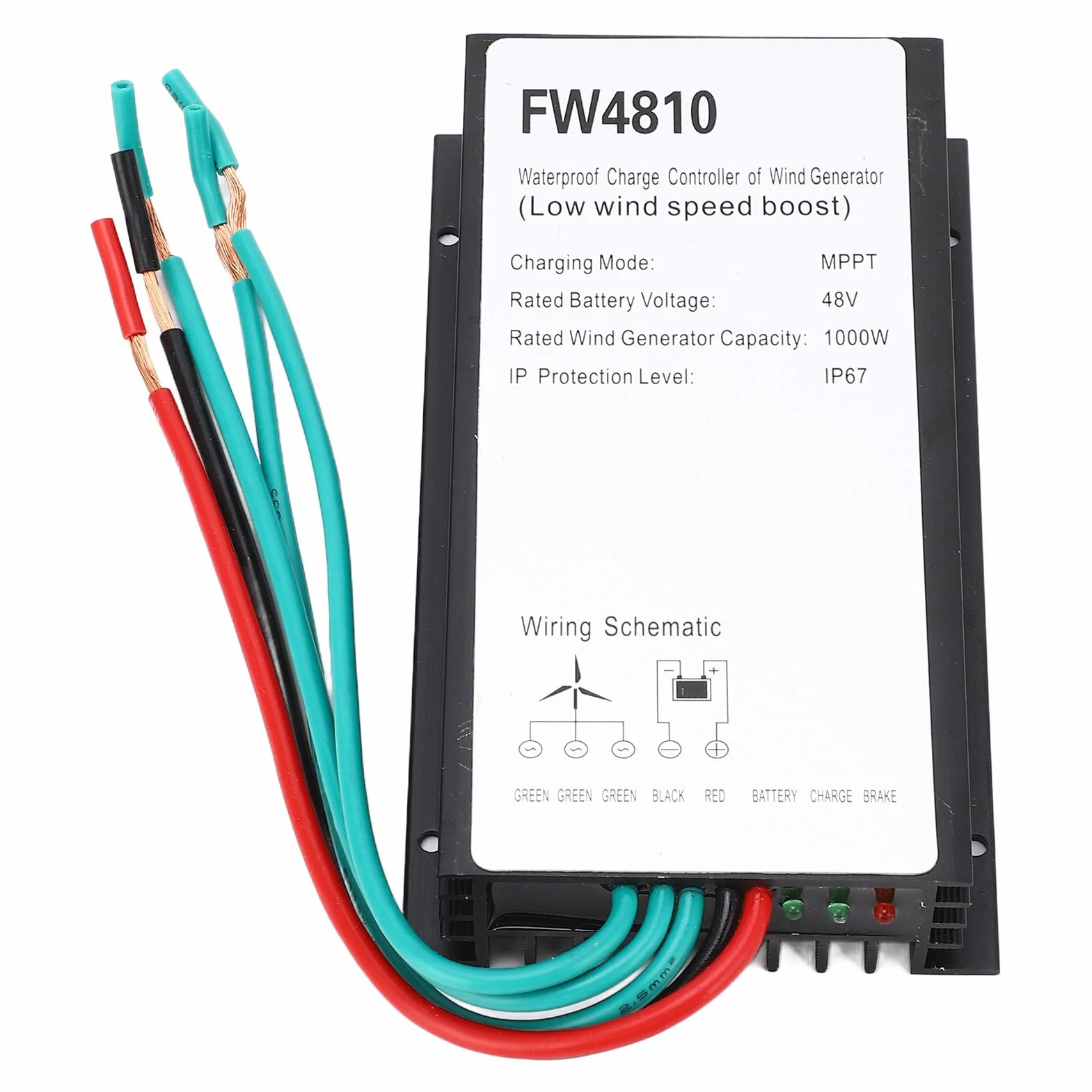BuyWeek Kontroler Ładowania Turbiny Wiatrowej 1000W 48V MPPT IP67 Wodoodporny