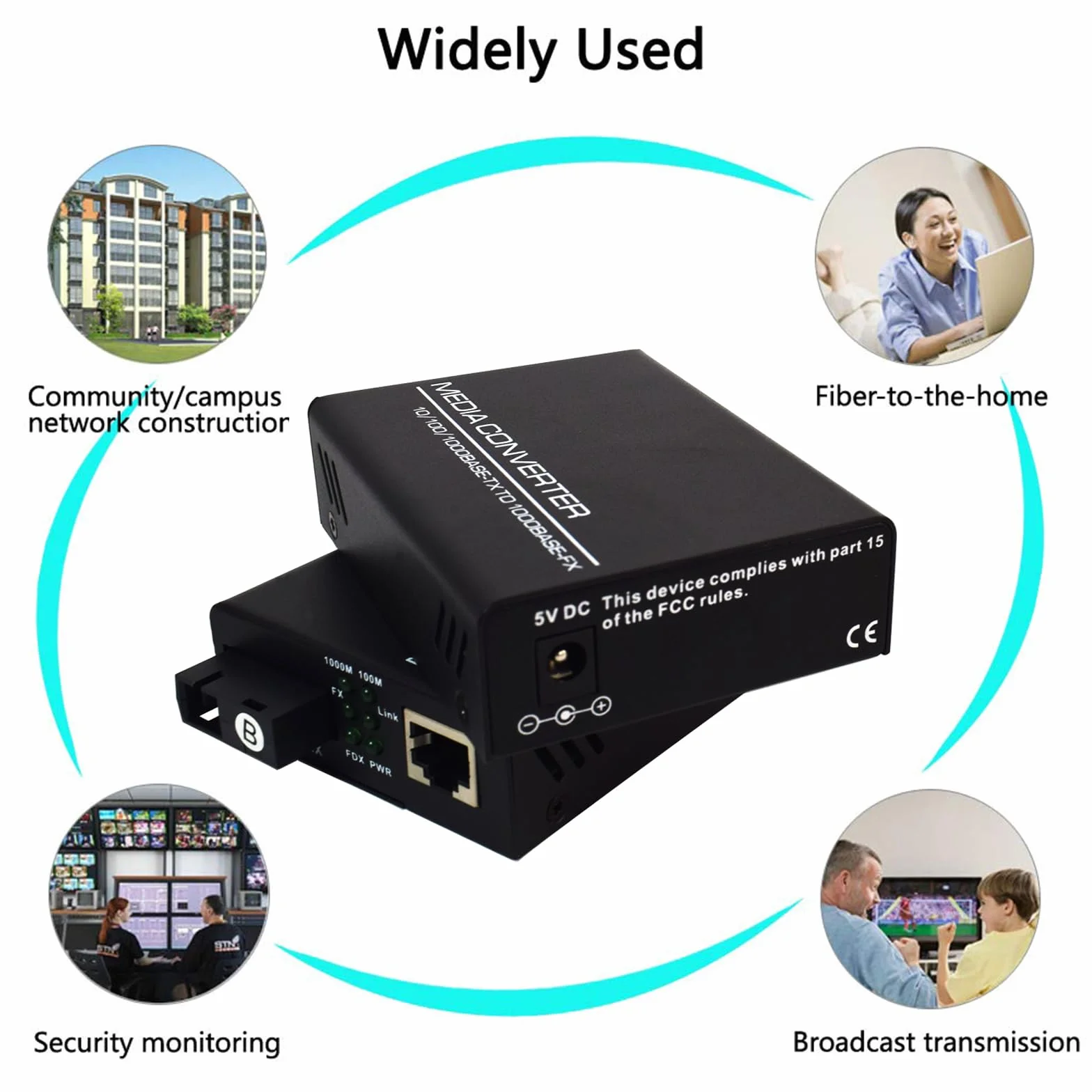 Gigabit Ethernet Media Converter 10/100/1000 Mb/s Konwerter światłowodowy RJ45 SC 5V Zewnętrzne źródło zasilania 2 opakowania