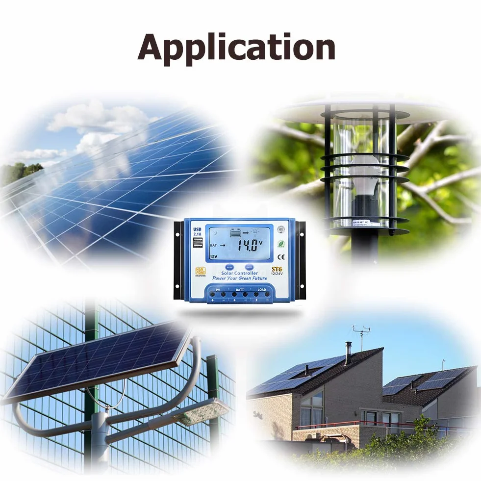 SolaMr 60A Solar Charge Controller 12V/24V Intelligent Regulator z wyświetlaczem LCD i podwójnym portem USB dla baterii panelu słonecznego - ST6-60A