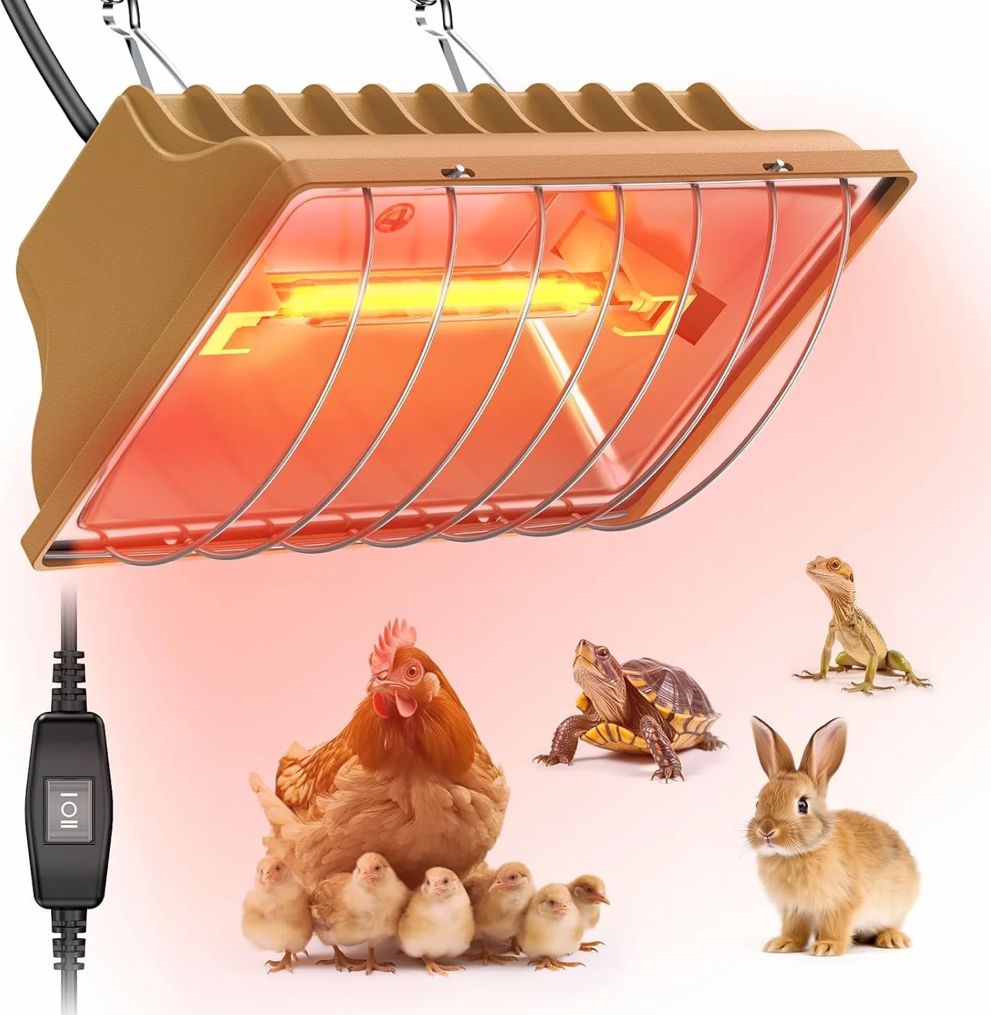HEYOUTH lampa grzewcza dla kur, ogrzewanie kurnika, profesjonalny promiennik grzewczy z przełącznikiem oszczędnościowym, lampa dla świń, lampa dla kur, lampa grzewcza, promiennik grzewczy na