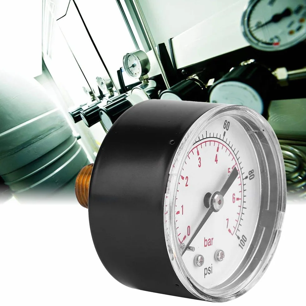 Manometr tarcza 50 mm Osiowy 1/4 BSPT mosiężny 0-100 psi 0-7 bar