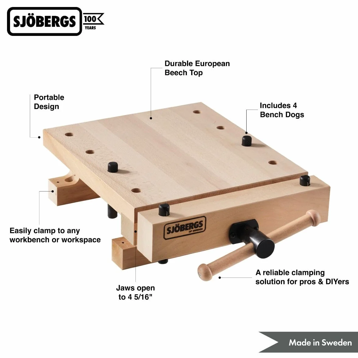 Sjöbergs Ławka strugająca imadło Smart Workstation Pro Mobile stół warsztatowy