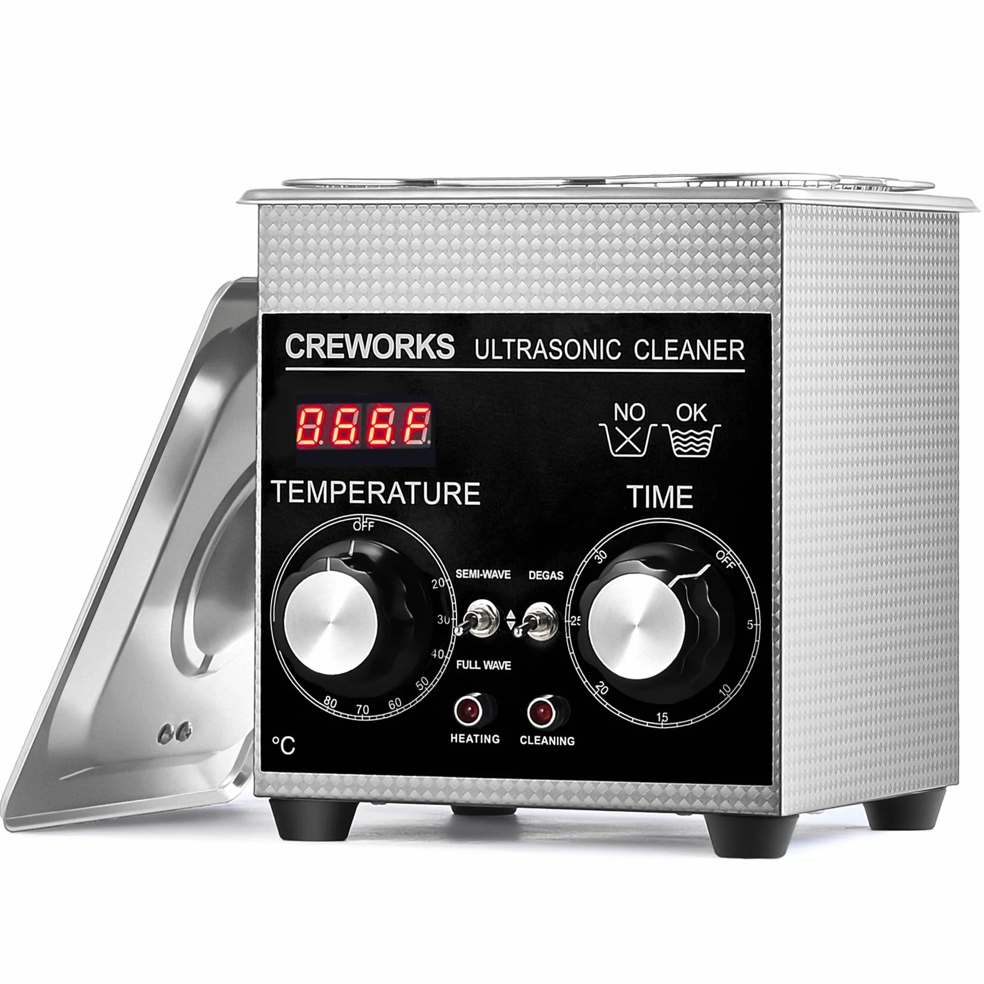 CREWORKS myjka ultradźwiękowa 1L 60W 100W timer 1-30 min z ogrzewaniem