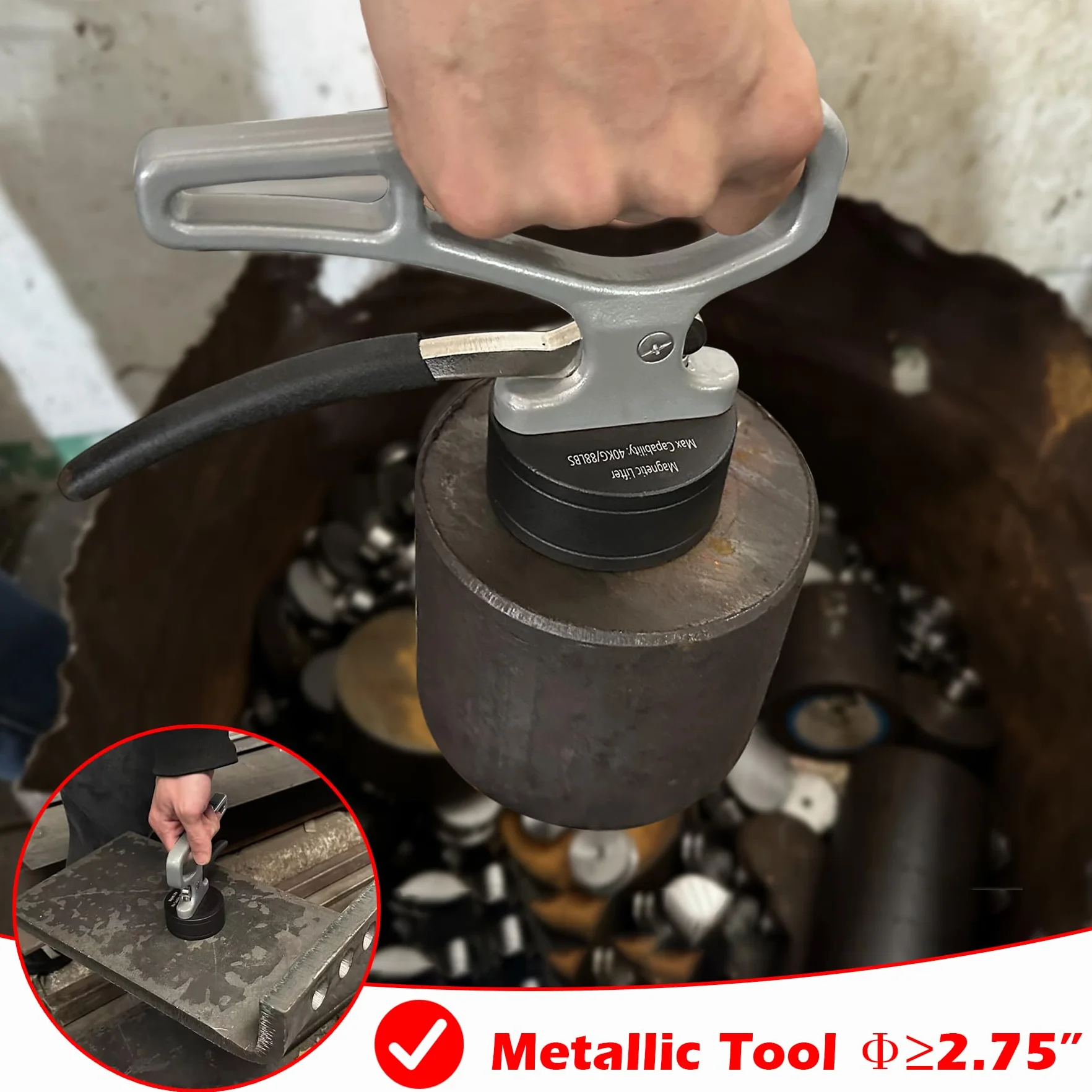 MUTUACTOR Mocny ręczny uchwyt magnetyczny, 1 zestaw, magnes neodymowy ze stabilnym uchwytem, łatwe odkręcanie, narzędzie do chwytania przedmiotów z metali ciężkich