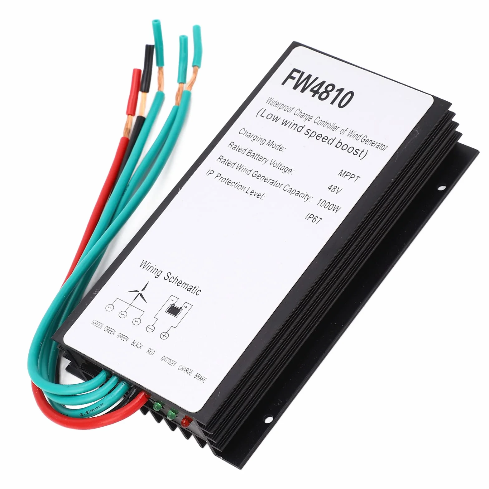 BuyWeek Kontroler Ładowania Turbiny Wiatrowej 1000W 48V MPPT IP67 Wodoodporny