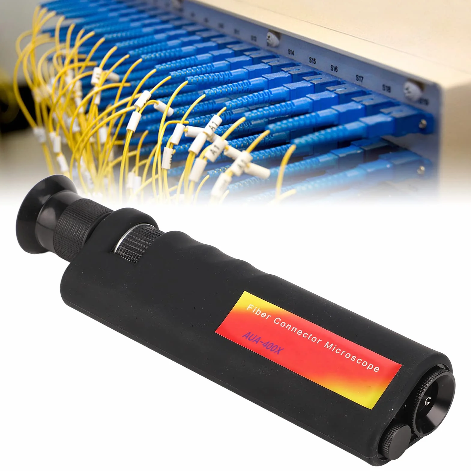 Ręczny Mikroskop Światłowodowy 400x z Interfejsami 2,5 mm i 1,25 mm, Precyzyjna Lupa Światłowodowa z Antypoślizgową Powłoką Gumową, Kompatybilny z SC FC ST LC