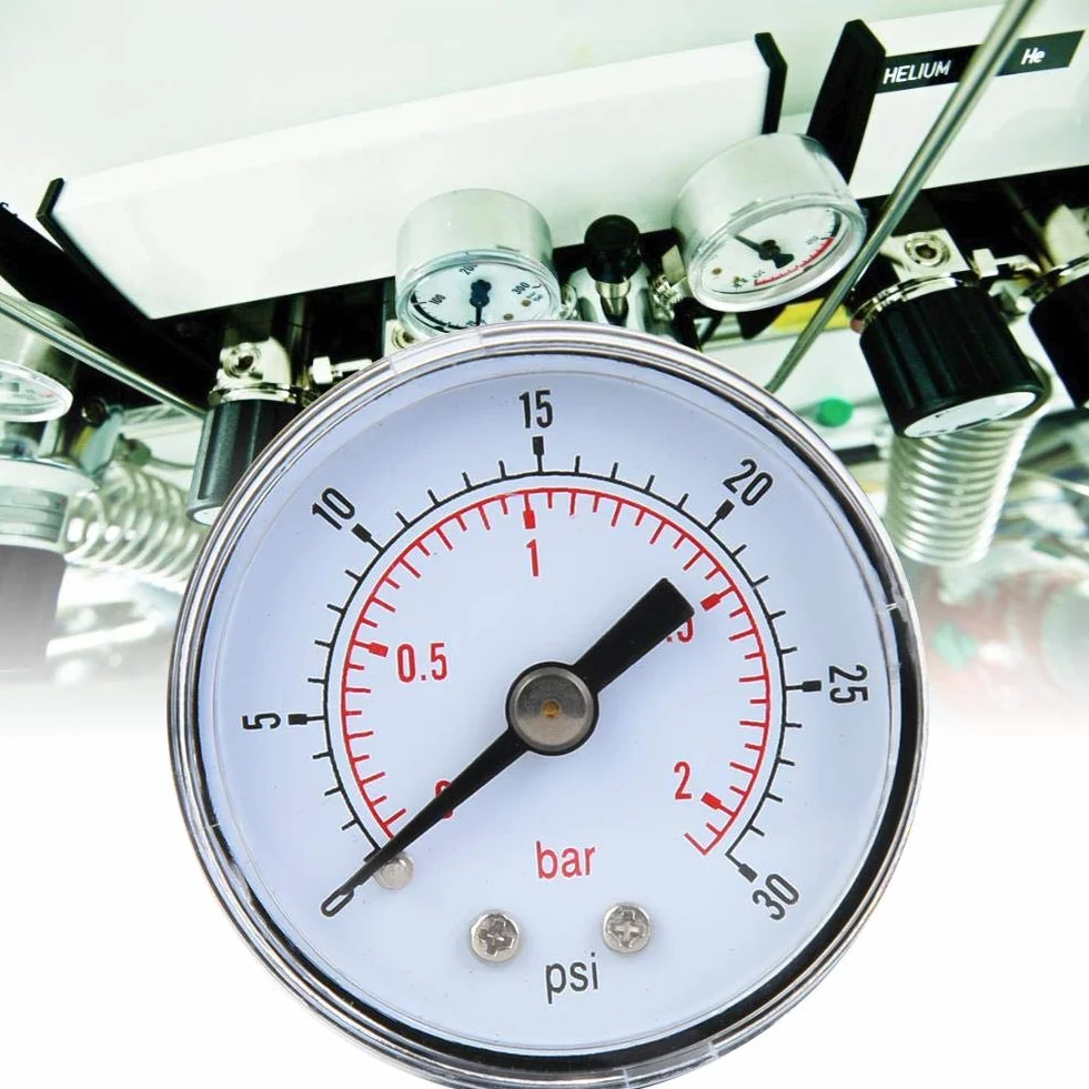 Mechanisches Manometer, 1/8 Zoll BSPT Axialmanometer für Luft, Öl und Wasser(0-30psi,0-2bar)