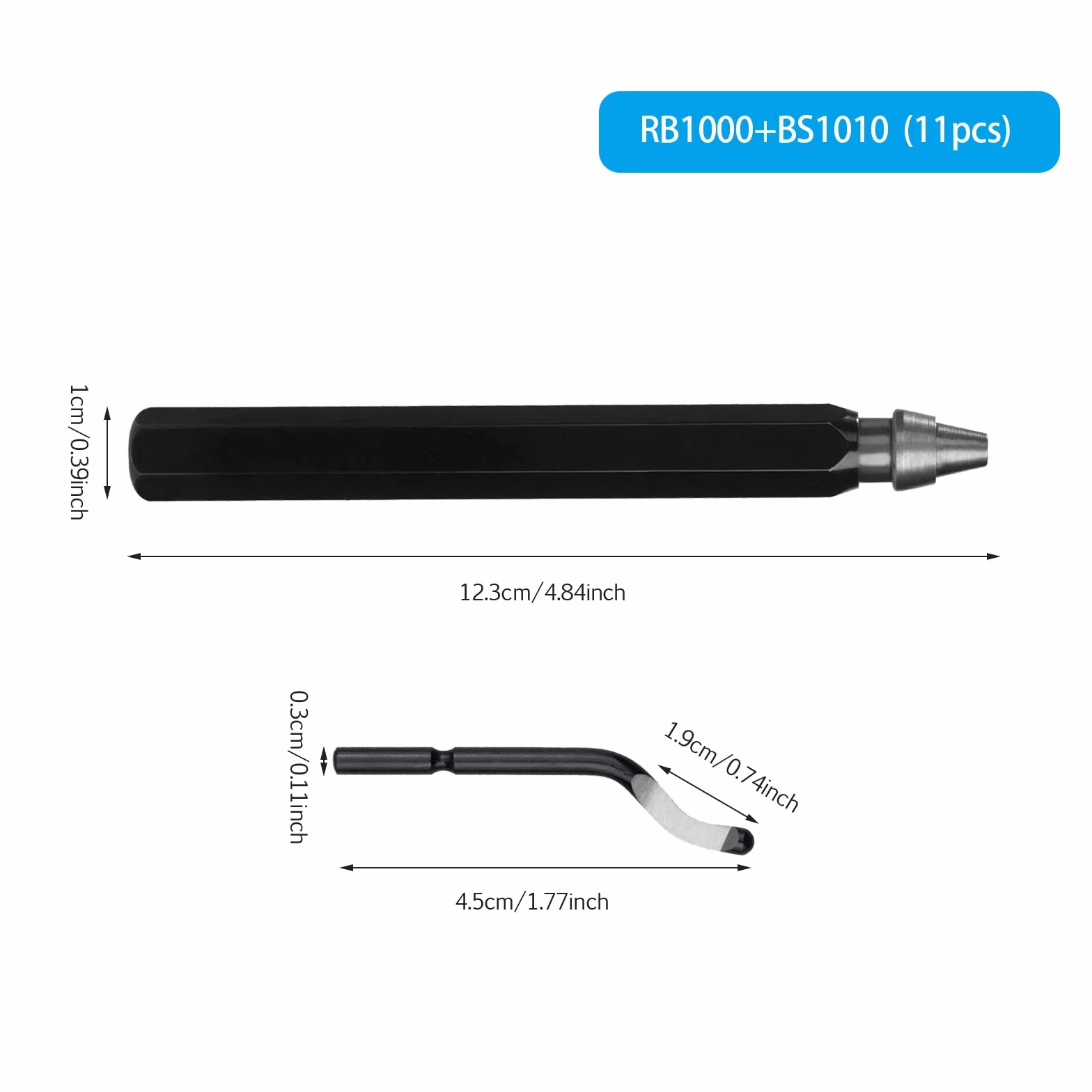 QIMEI-SHOP Narzędzie do usuwania zadziorów z 10 ostrzami, obracany o 360°, metalowy uchwyt, narzędzie do usuwania zadziorów do drukarki 3D, tworzywo sztuczne, aluminium, stal nierdzewna, 11 sztuk