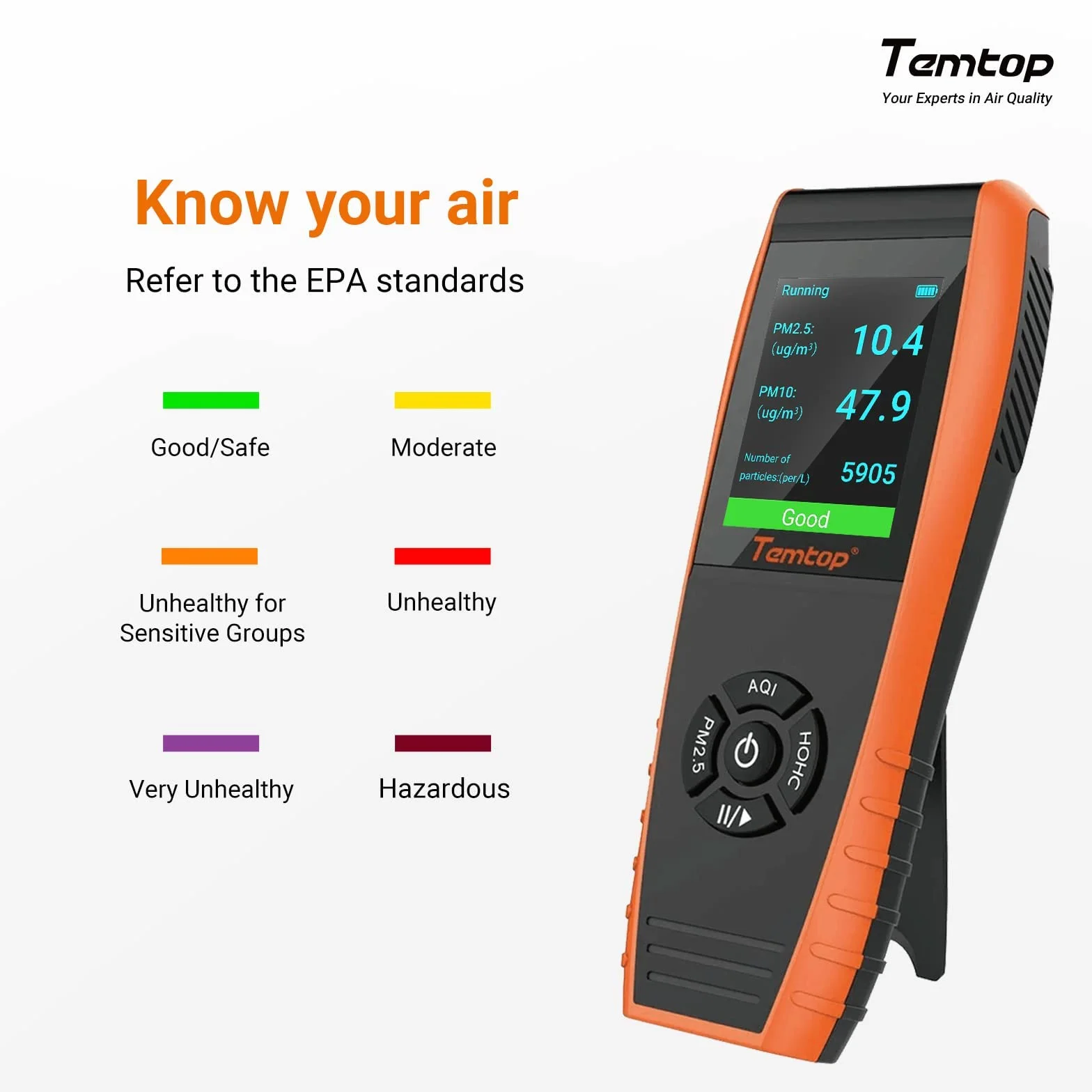 Temtop P600 Detektor Cząstek PM2.5 I PM10 – Precyzyjny Monitor Jakości Powietrza, Przenośny I Łatwy W Obsłudze, Idealny Do Domu, Biura I Samochodu