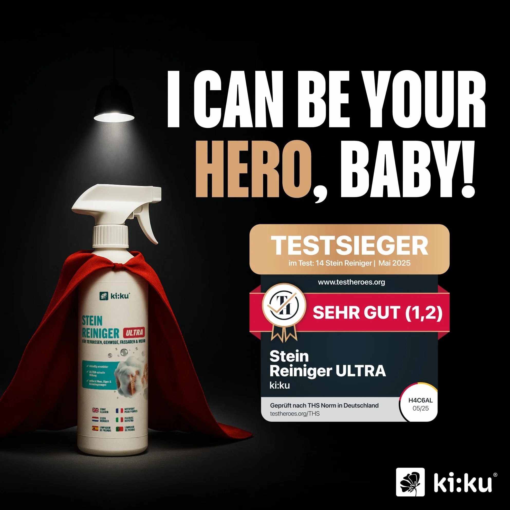 ki:ku® Ultra środek do czyszczenia kamienia | bezkwasowy środek do czyszczenia powierzchni zewnętrznych, przeciwko olejowi, sadzie, mchowi i brudowi, na taras, chodnik, fasadę, mocny i przyjazny dla