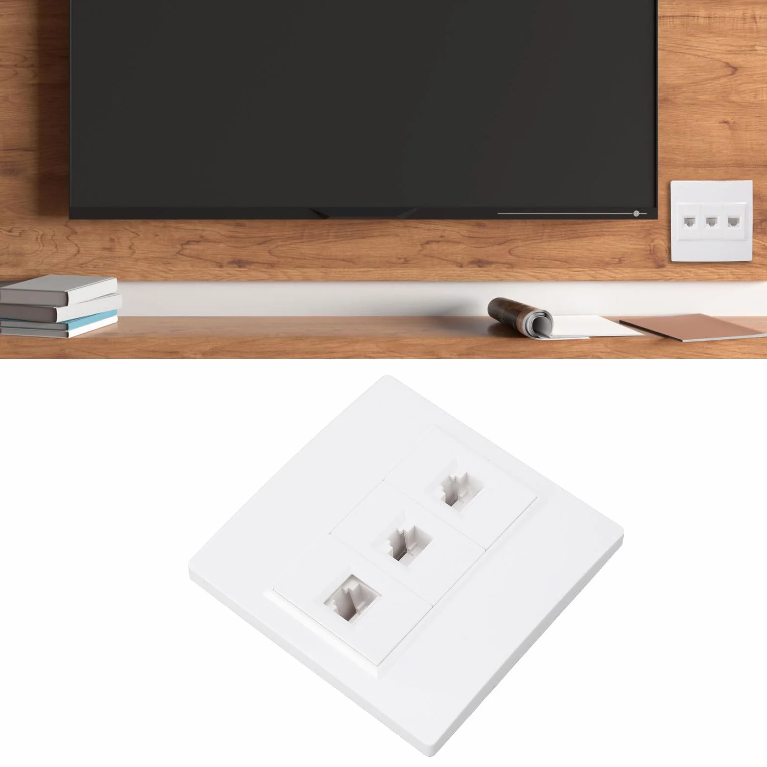 Płyta ścienna Cat 6 Ethernet 3-portowa dla CAT5 CAT5E CAT6 CAT6A, żeńska do żeńska Płyta ścienna Keystone Internetowa Płyta ścienna.