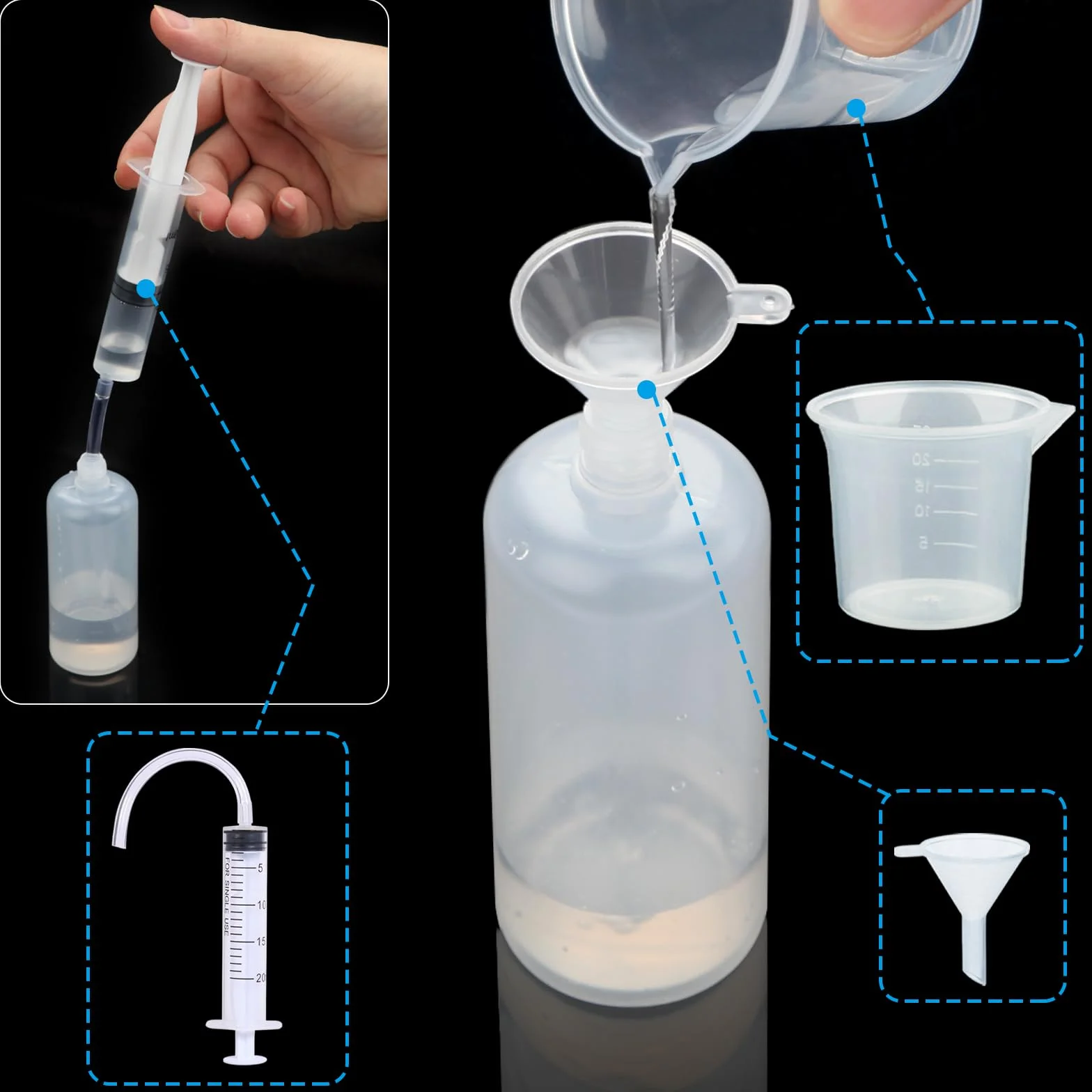 Butelki na płyny 100 ml 12 sztuk plastikowe z pokrywką zabezpieczającą przed dziećmi