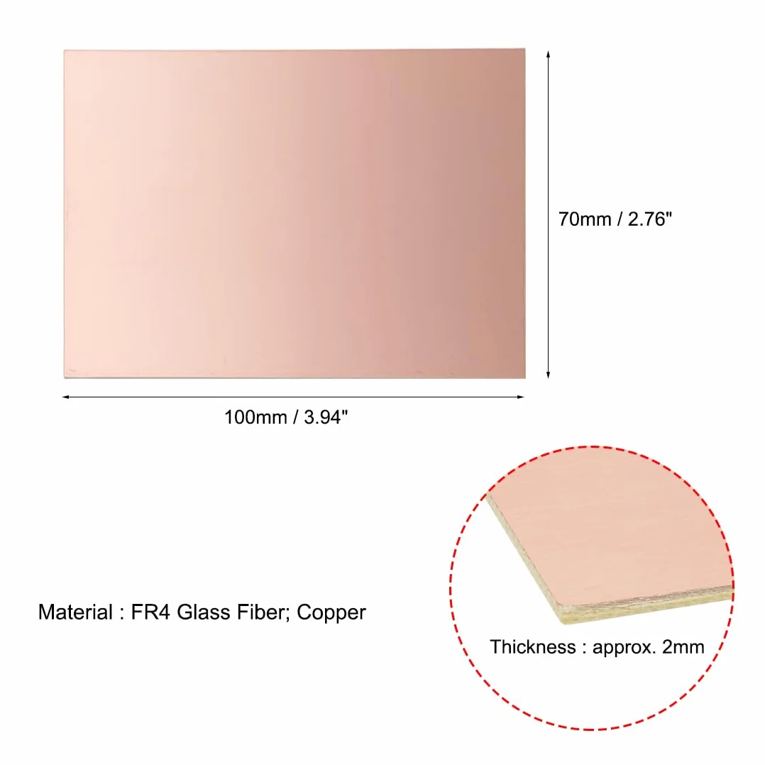 QUARKZMAN 5 sztuk 100 x 70 mm dwustronna miedź powlekana laminowana płytka PCB płytka drukowana FR4 2 mm grubość DIY prototypowanie płytka PCB
