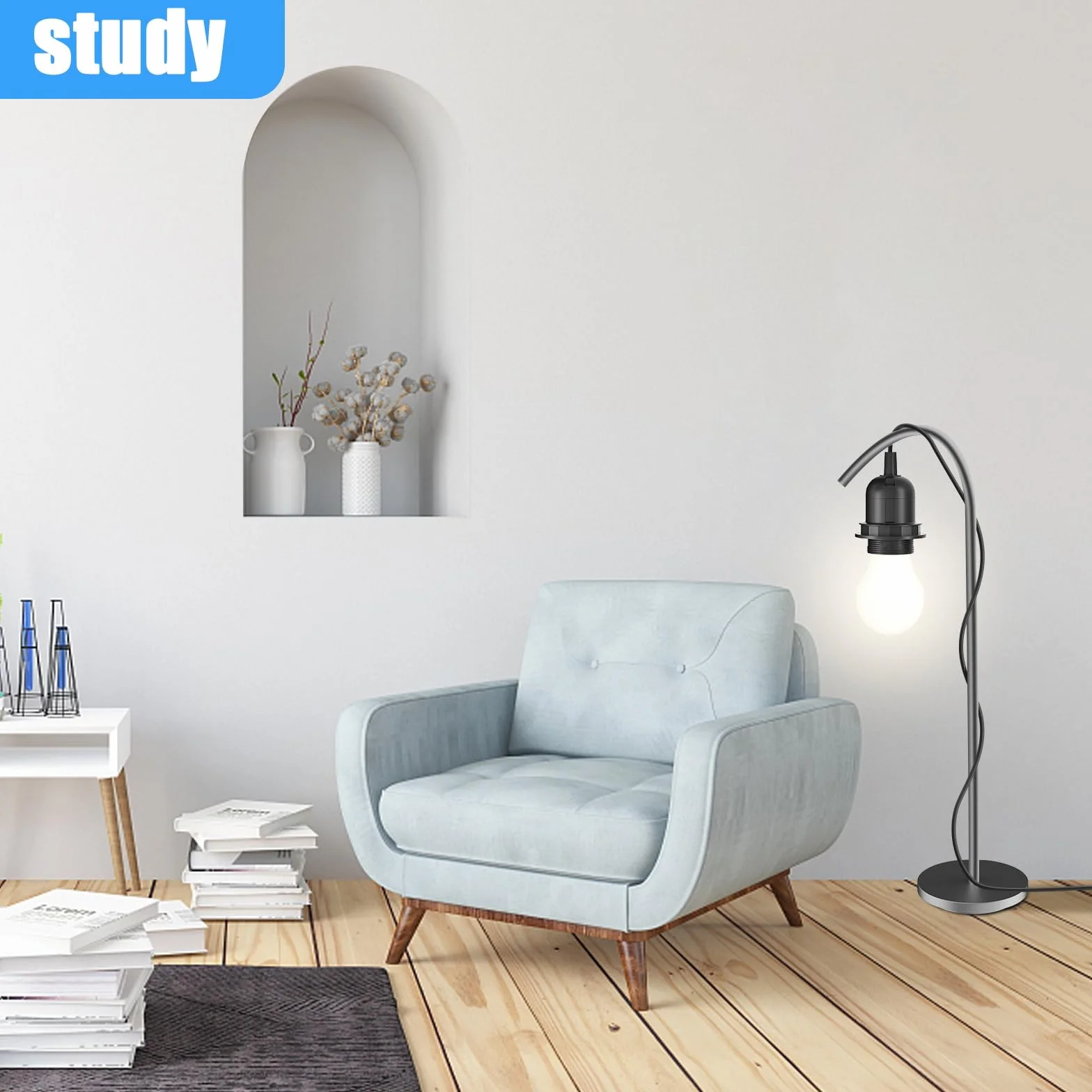 Oprawka lampy E27 z kablem i przełącznikiem, czarna, lampa wisząca z wtyczką EU