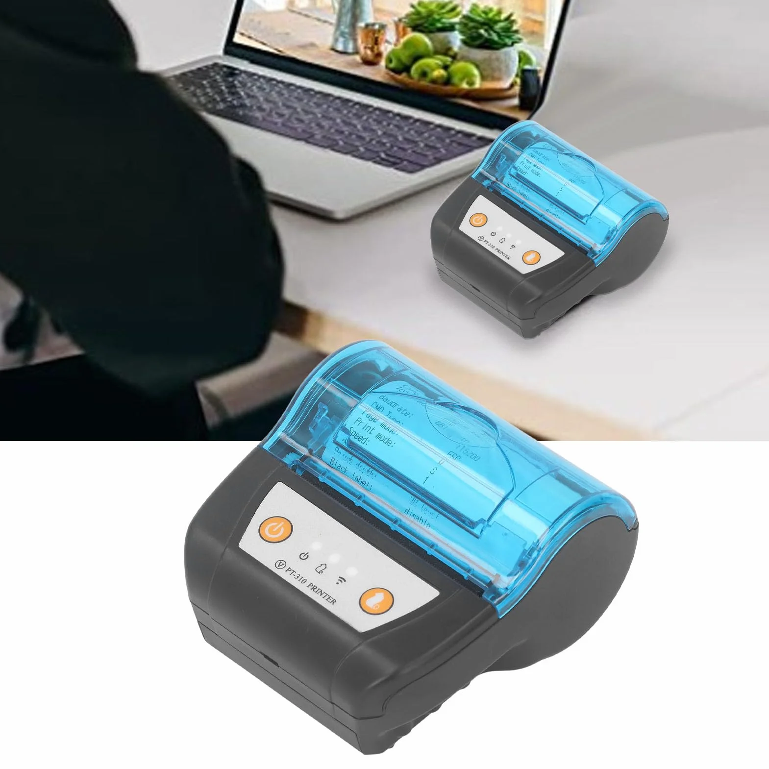 Przenośna Drukarka Paragonów Bluetooth 80mm Drukarka Etykiet Bezprzewodowa Drukarka Termiczna Wbudowana Bateria do Biura Podróży w Domu