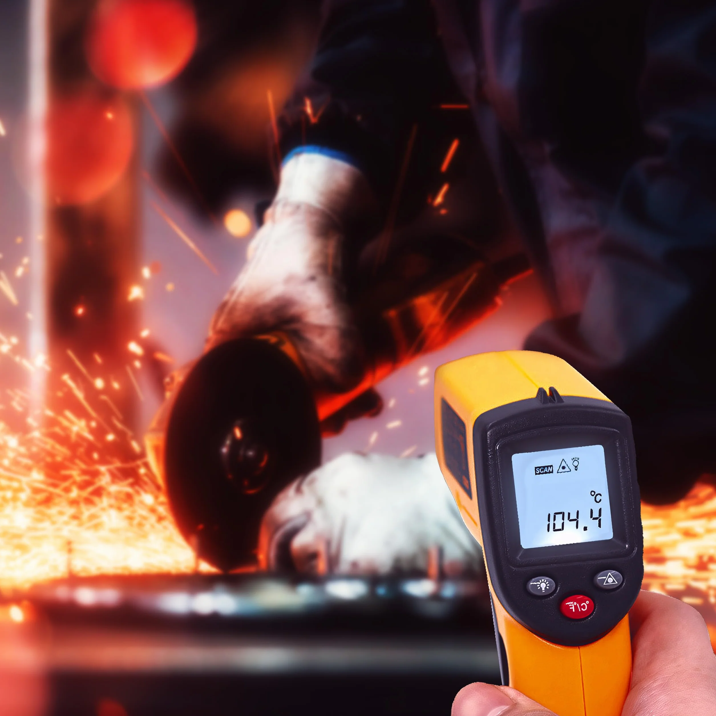 Retoo Termometr na podczerwień bezdotykowy laserowy -50°C ~ 380°C LCD