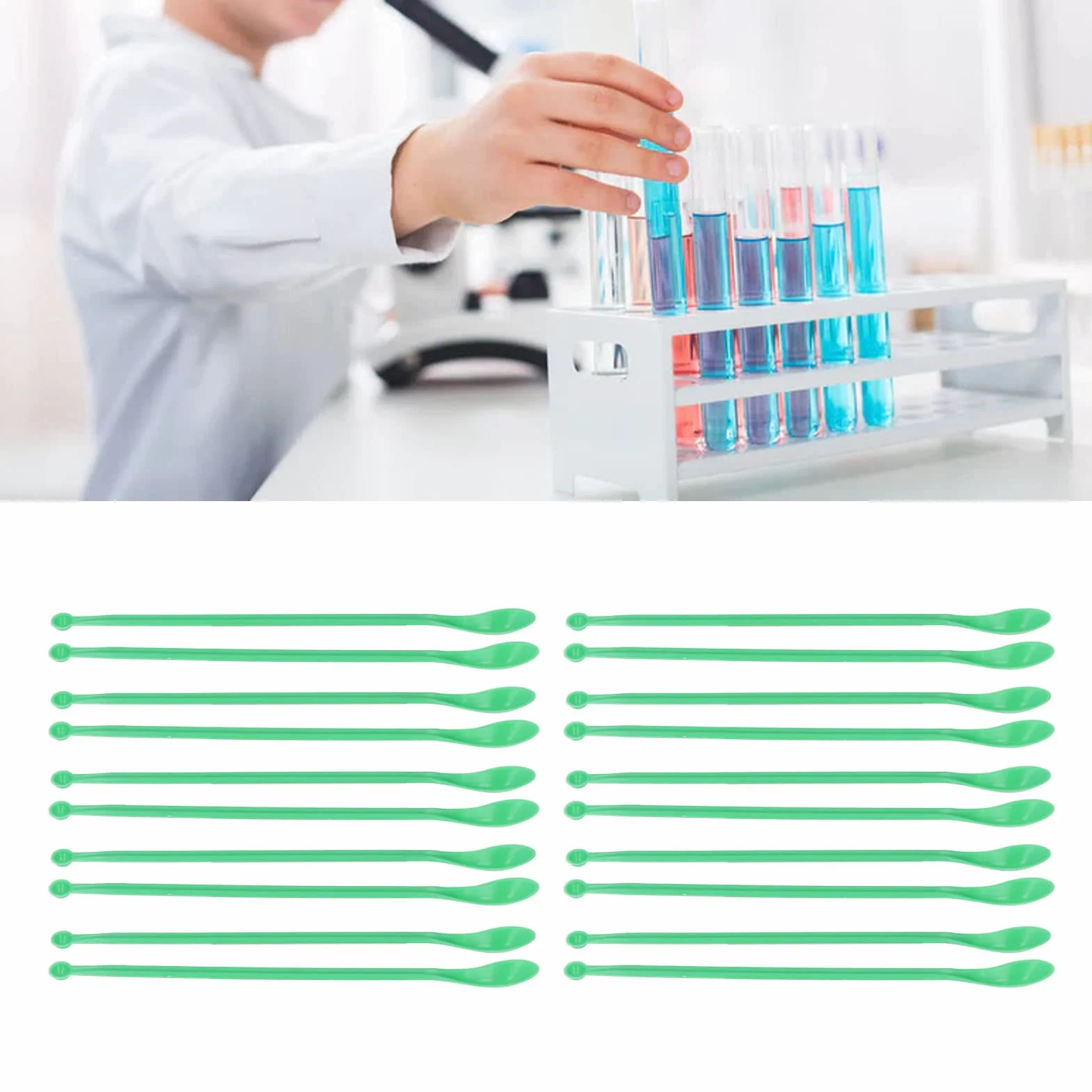 20 Sztuk Podwójnie Zakończona Laboratoryjna łyżka Lekarska Mini Plastikowe Próbkowanie Eksperymentalne łyżki Medyczne Mikro Laboratoryjna łopatka Próbnik do Naczyń Laboratoryjnych