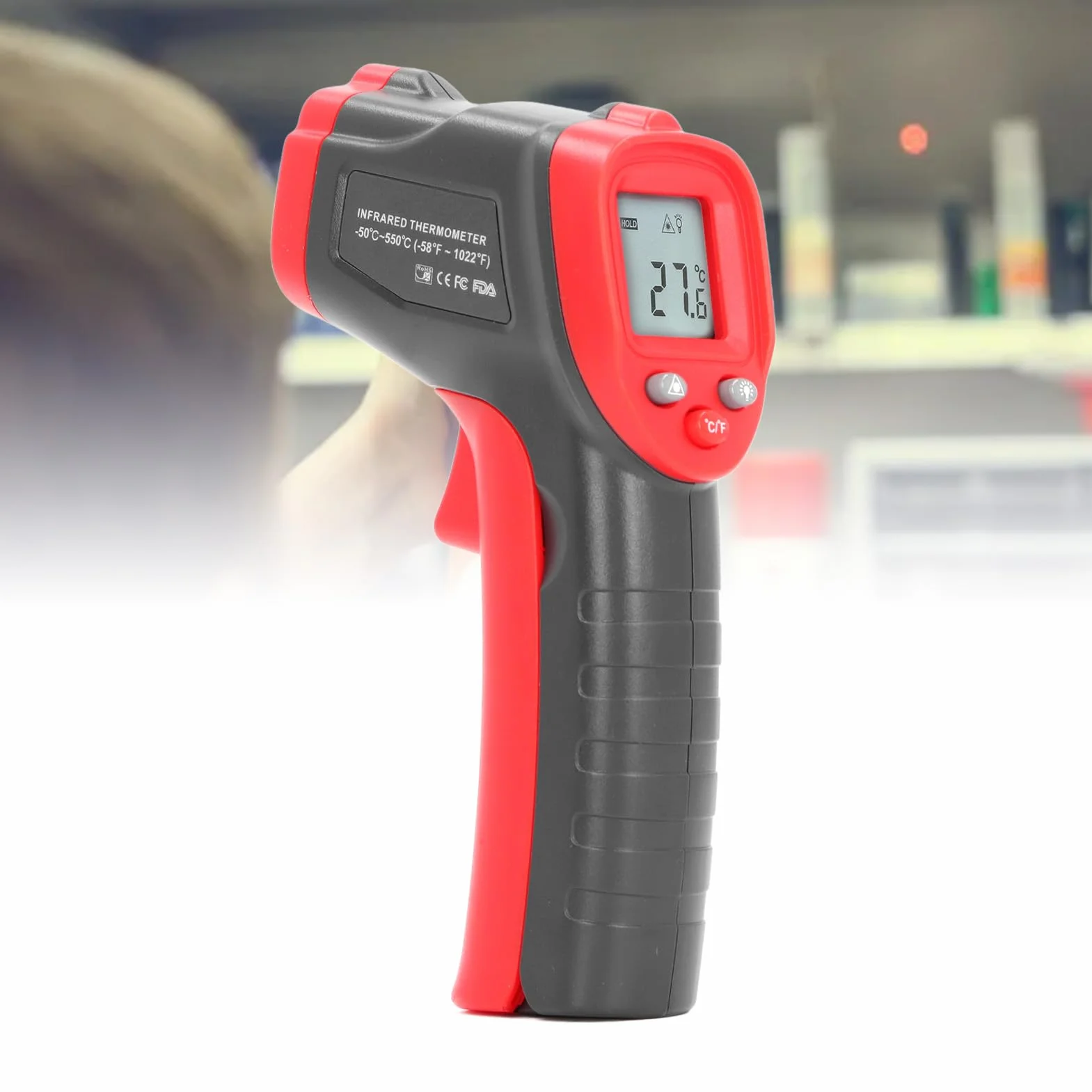 Pistolet do Pomiaru Temperatury na podczerwień, -50 ℃ ~ 550 ℃ (-58 ℉ ~ 1022 ℉), Laserowy Czytnik Temperatury Powierzchni, Ręczny Pistolet do Pomiaru Temperatury do Gotowania