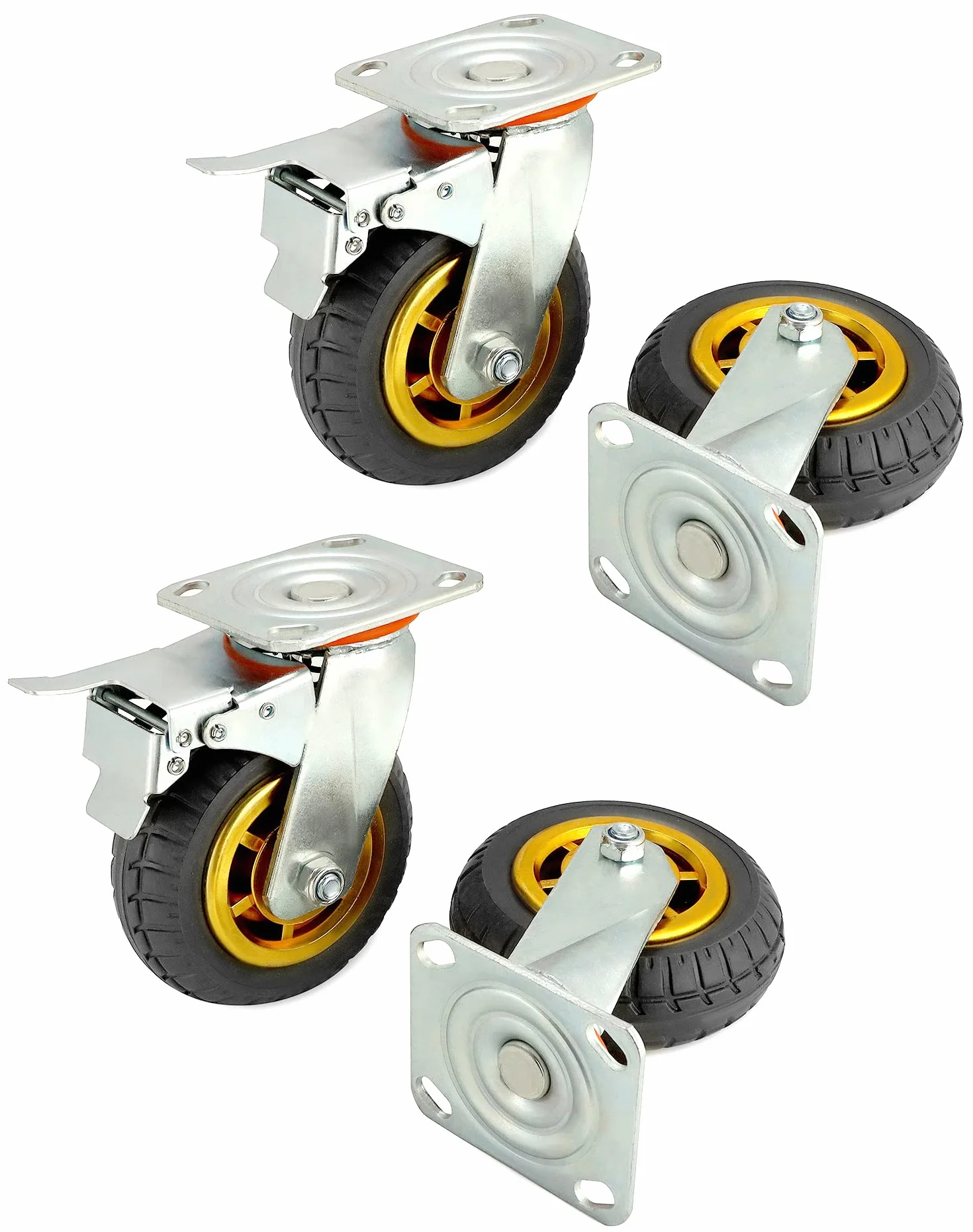 QWORK 4 sztuki kółek do dużych obciążeń 150mm 250 kg kółka skrętne z amortyzacją do transportu mebli i przemysłowego
