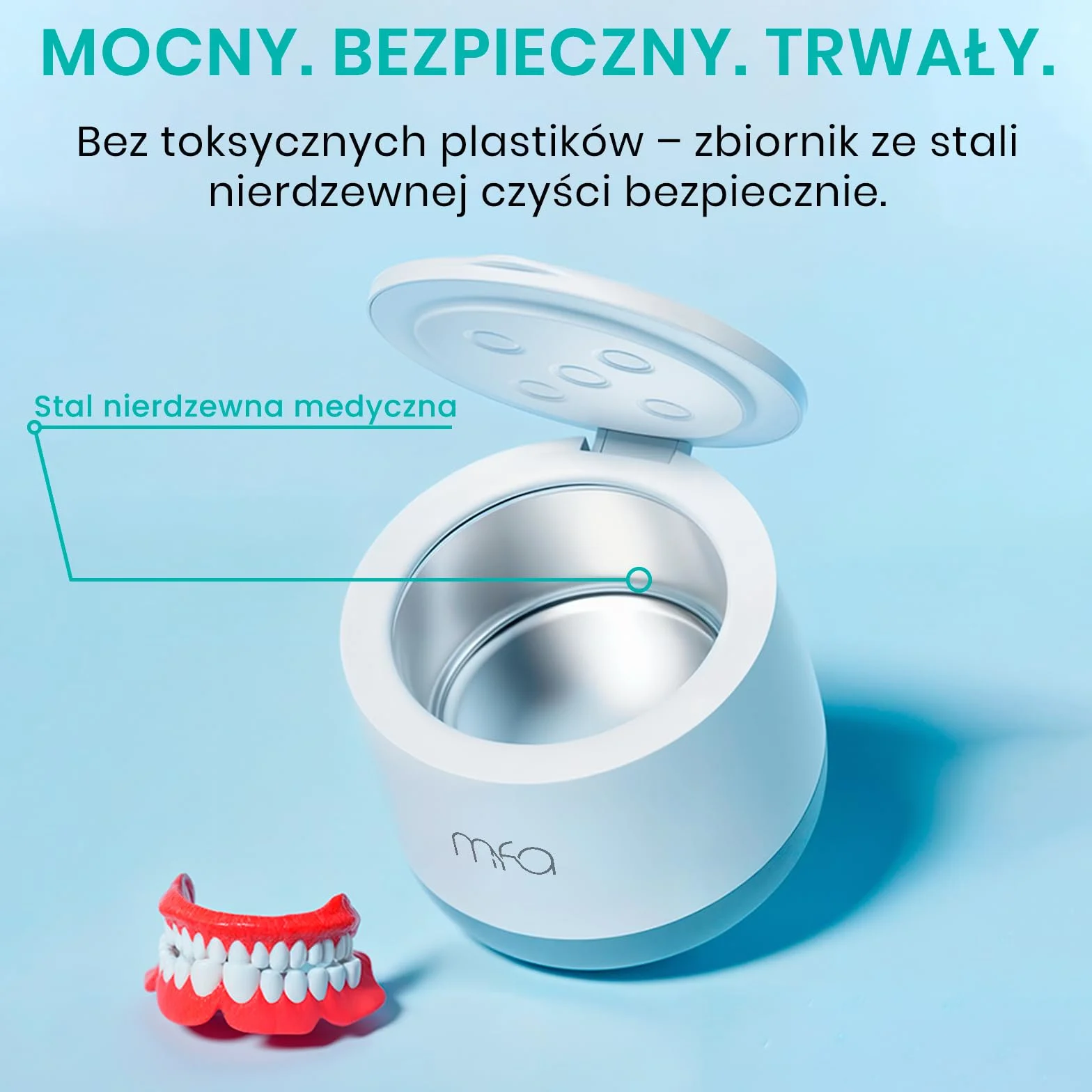 Ultradźwiękowy czyścik do protez zębowych, aparatów ortodontycznych, szyn, retainerów, alignerów | Ultrasonic Dental Cleaner