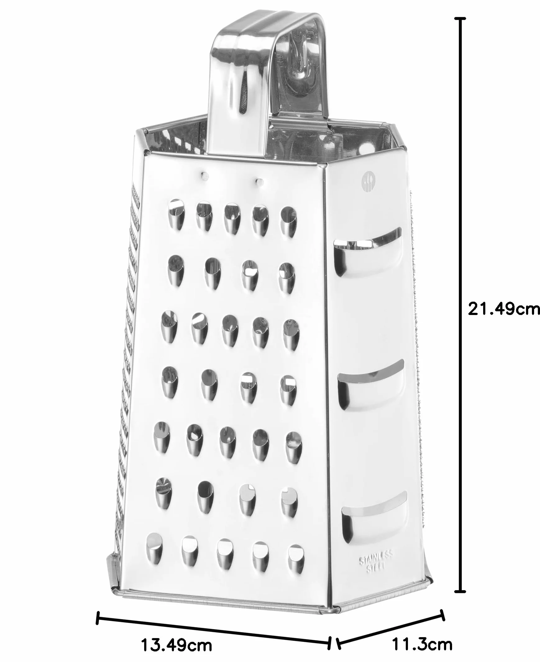 HENDI Tarka, 6-stronna, bardzo drobna, drobna, średnia, gruba i 2 strony tnące, ergonomiczny uchwyt, tarka do warzyw, krajalnica do warzyw, tarka kuchenna, 135x113x(H)215mm, stal nierdzewna