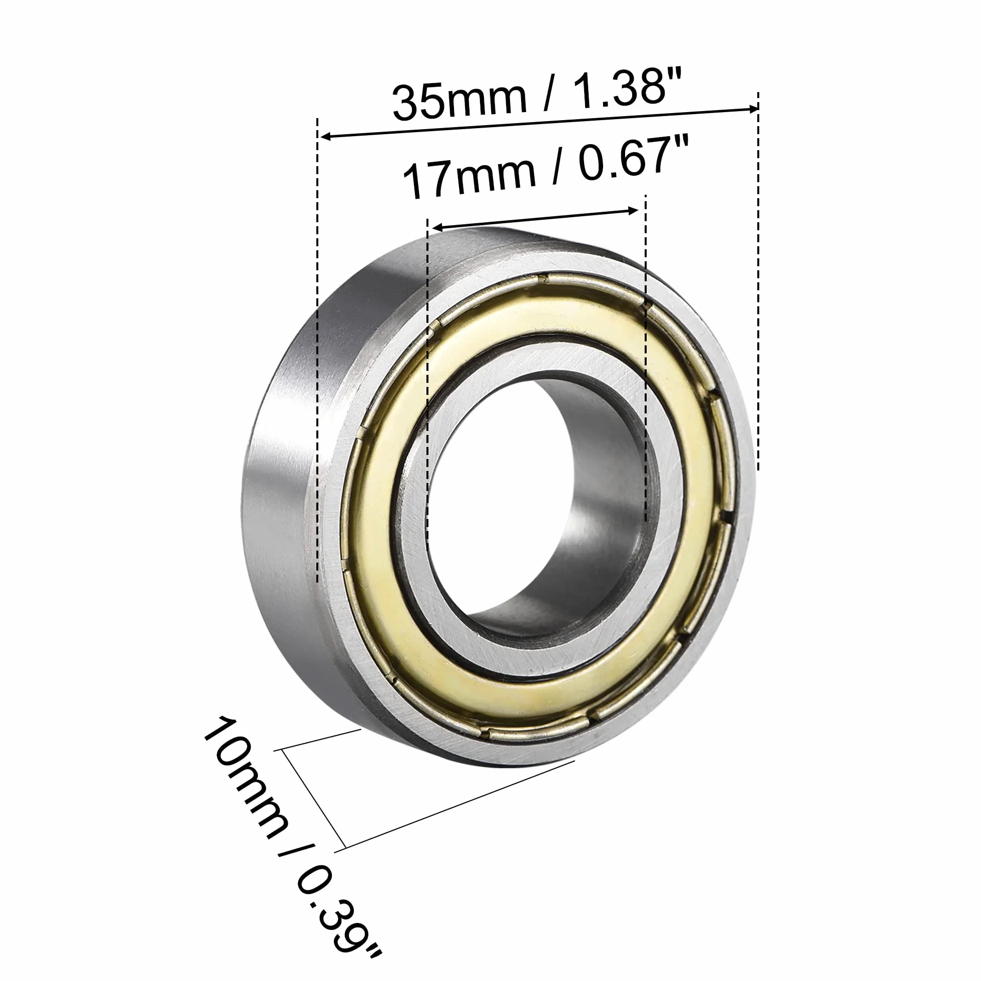 A ABSOPRO 6003ZZ 17x35x10mm ekranowane łożysko kulkowe ze stali 6003-2Z (zestaw 2 szt.)