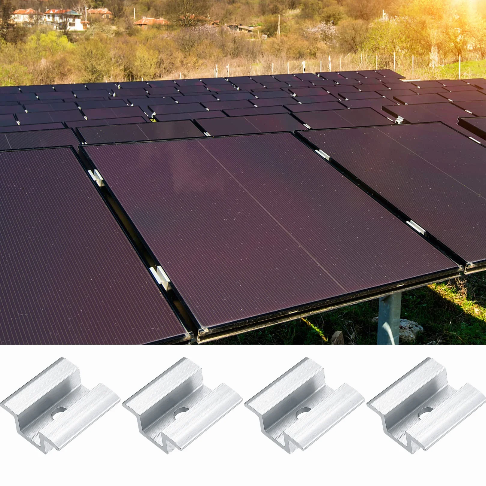 Aluminiowe zaciski centralne PV mocowanie fotowoltaiczne uchwyt montażowy do paneli słonecznych wysokość modułu 25-50 mm śruby M8