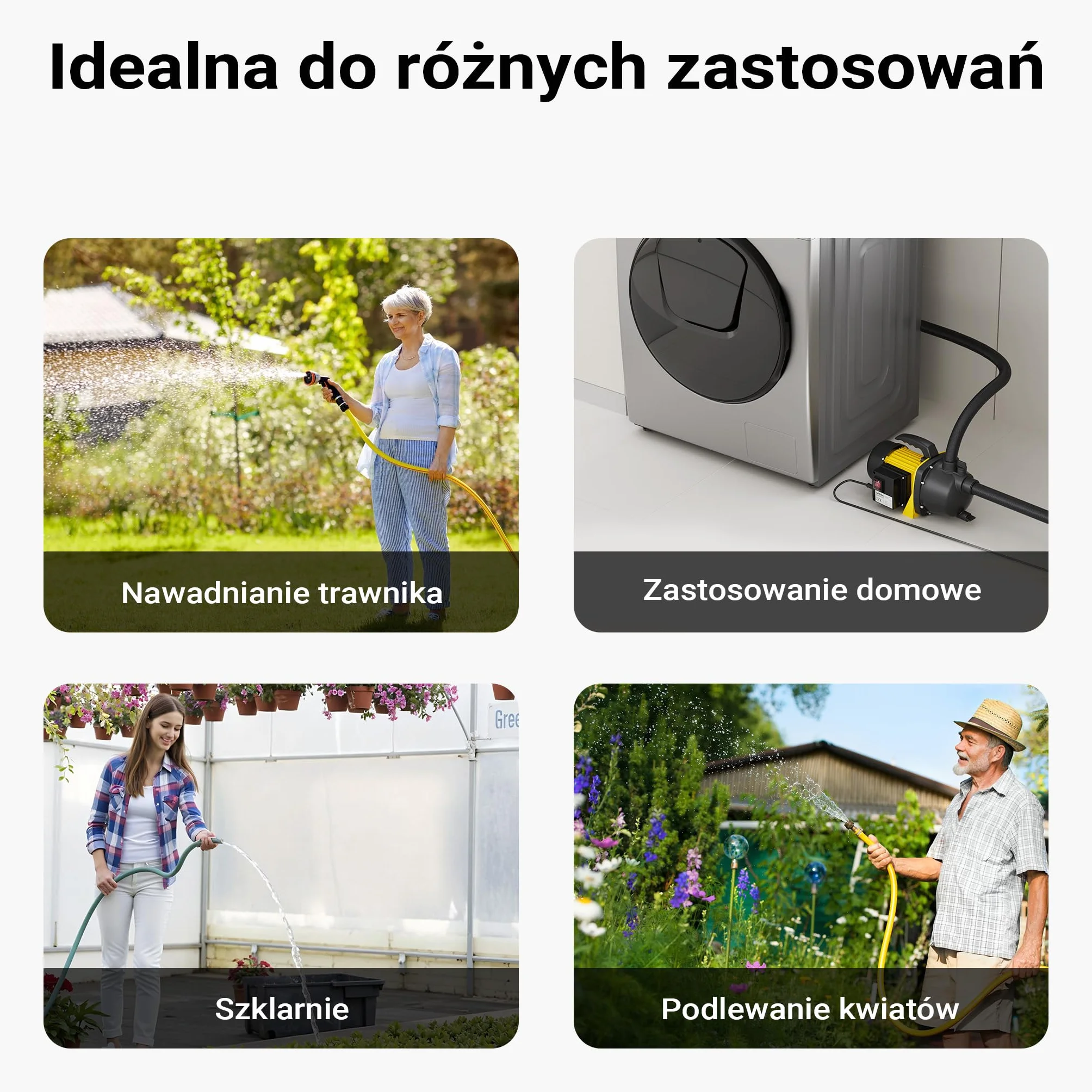 Wiltec Pompa ogrodowa samozasysająca 1200 W, wydajność 3800 l/h do wody deszczowej i studni, trwała pompa powierzchniowa do podlewania ogrodu
