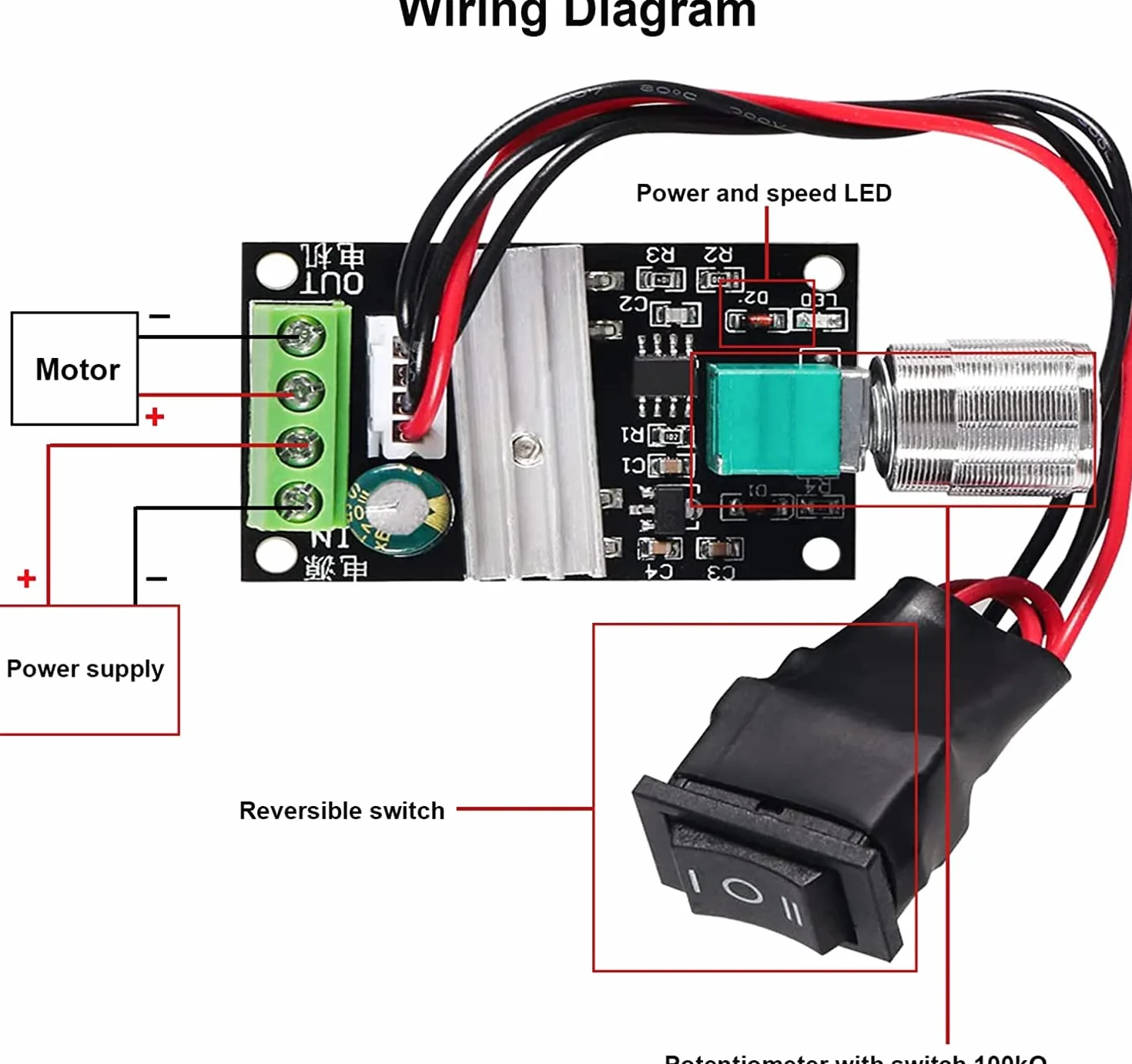 RUNCCI-YUN 6V 12V 24V 3A DC Motor Speed Control Controller PWM Regulator Reversible