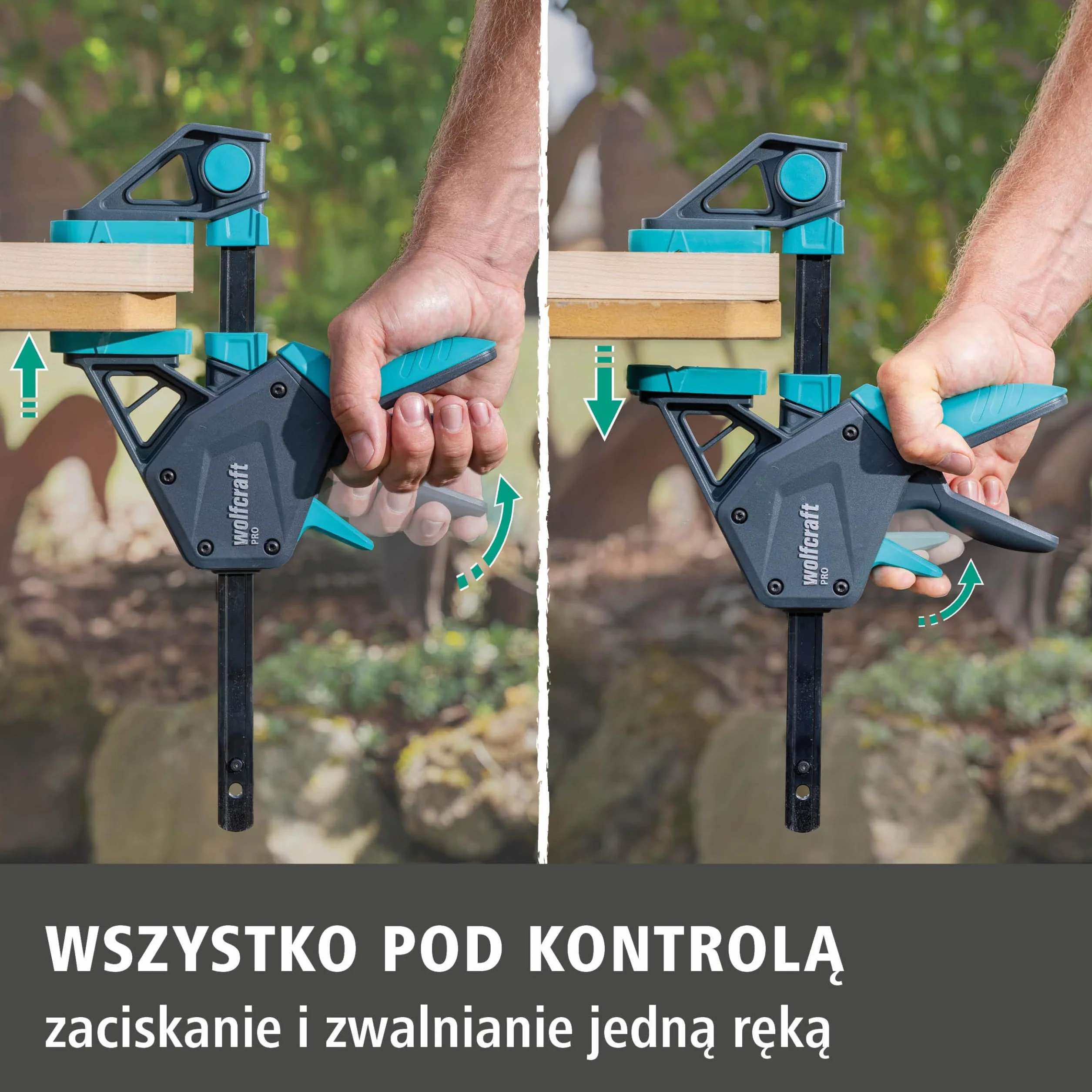 wolfcraft 8673060 - Zestaw zacisków ręcznych XL PRO + złącze - Występ 85 mm - Siła zacisku 150kg - Elastyczny otwór do 1060mm