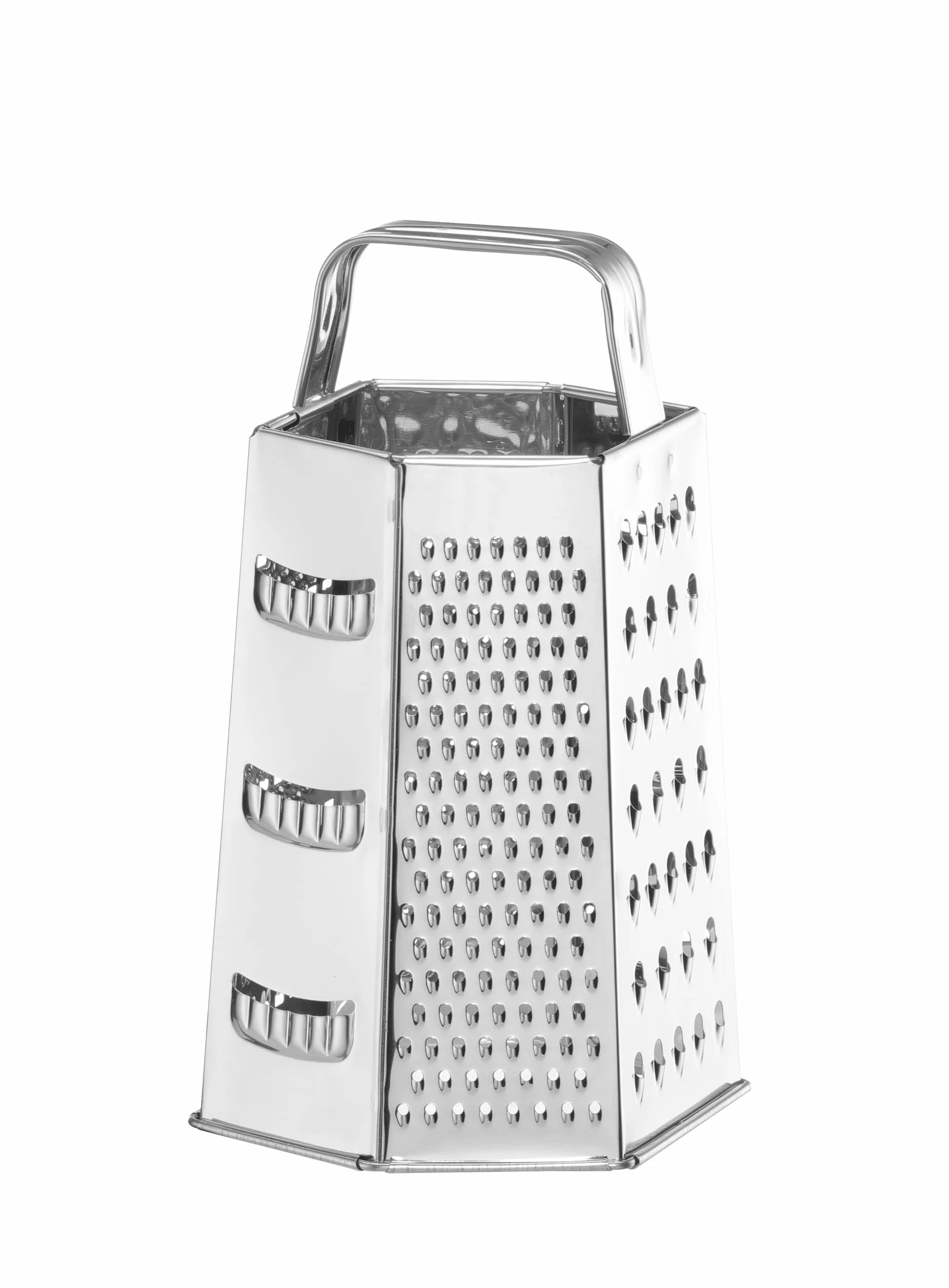 HENDI Tarka, 6-stronna, bardzo drobna, drobna, średnia, gruba i 2 strony tnące, ergonomiczny uchwyt, tarka do warzyw, krajalnica do warzyw, tarka kuchenna, 135x113x(H)215mm, stal nierdzewna
