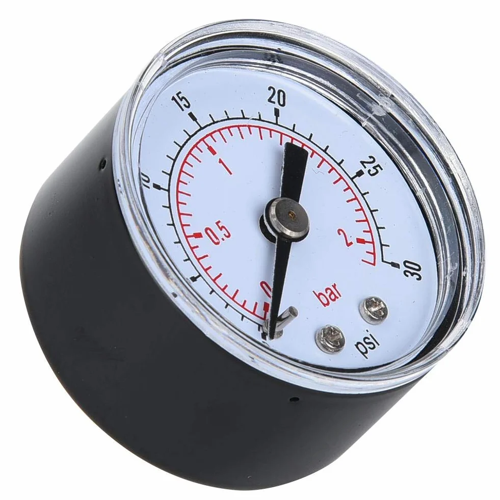 Mechanisches Manometer, 1/8 Zoll BSPT Axialmanometer für Luft, Öl und Wasser(0-30psi,0-2bar)