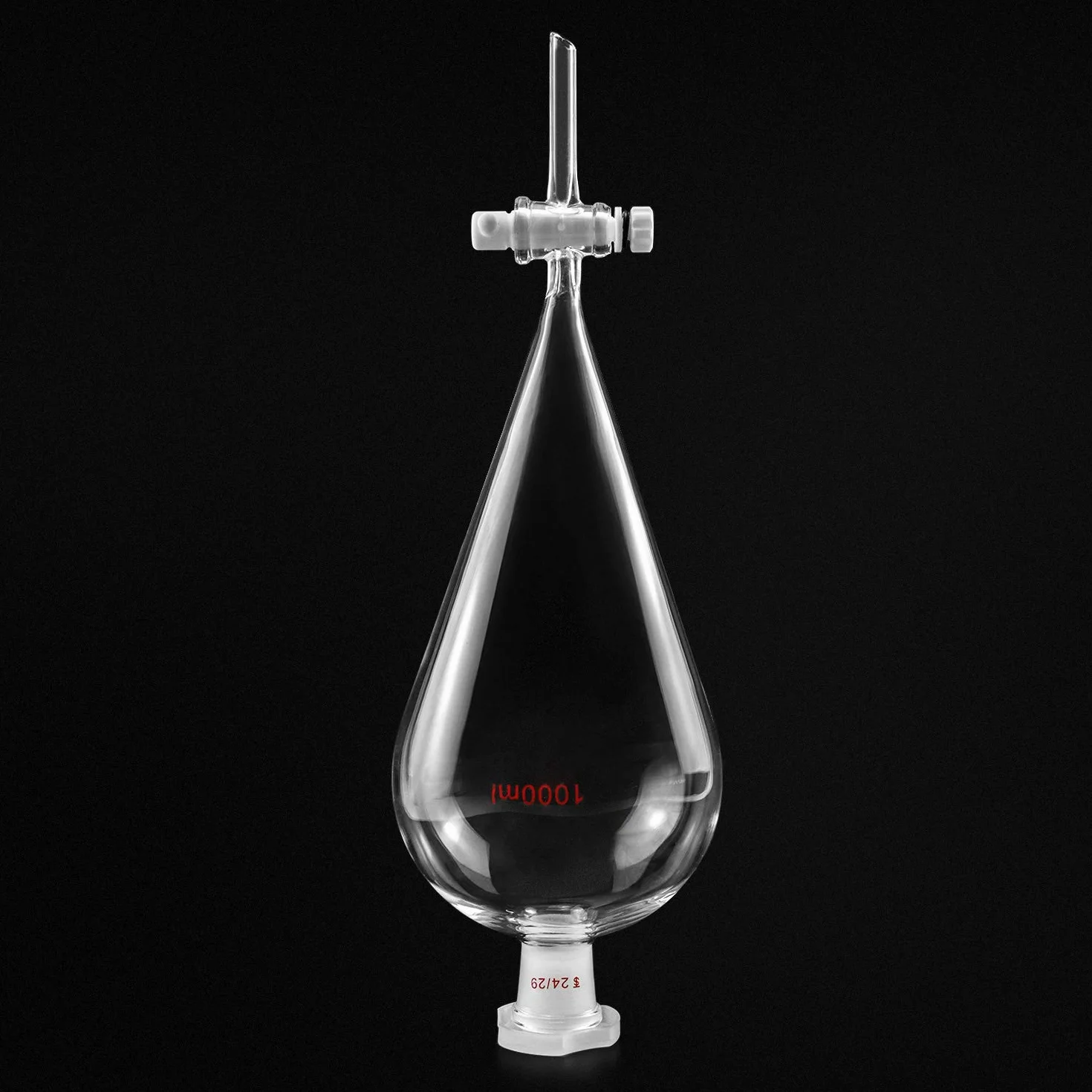 QWORK® rozdzielacz szkło, szkło borokrzemianowe 1000ml, rozdzielacz lejek laboratoryjny ze szklanym kranem 24/29 i kranikiem z PTFE