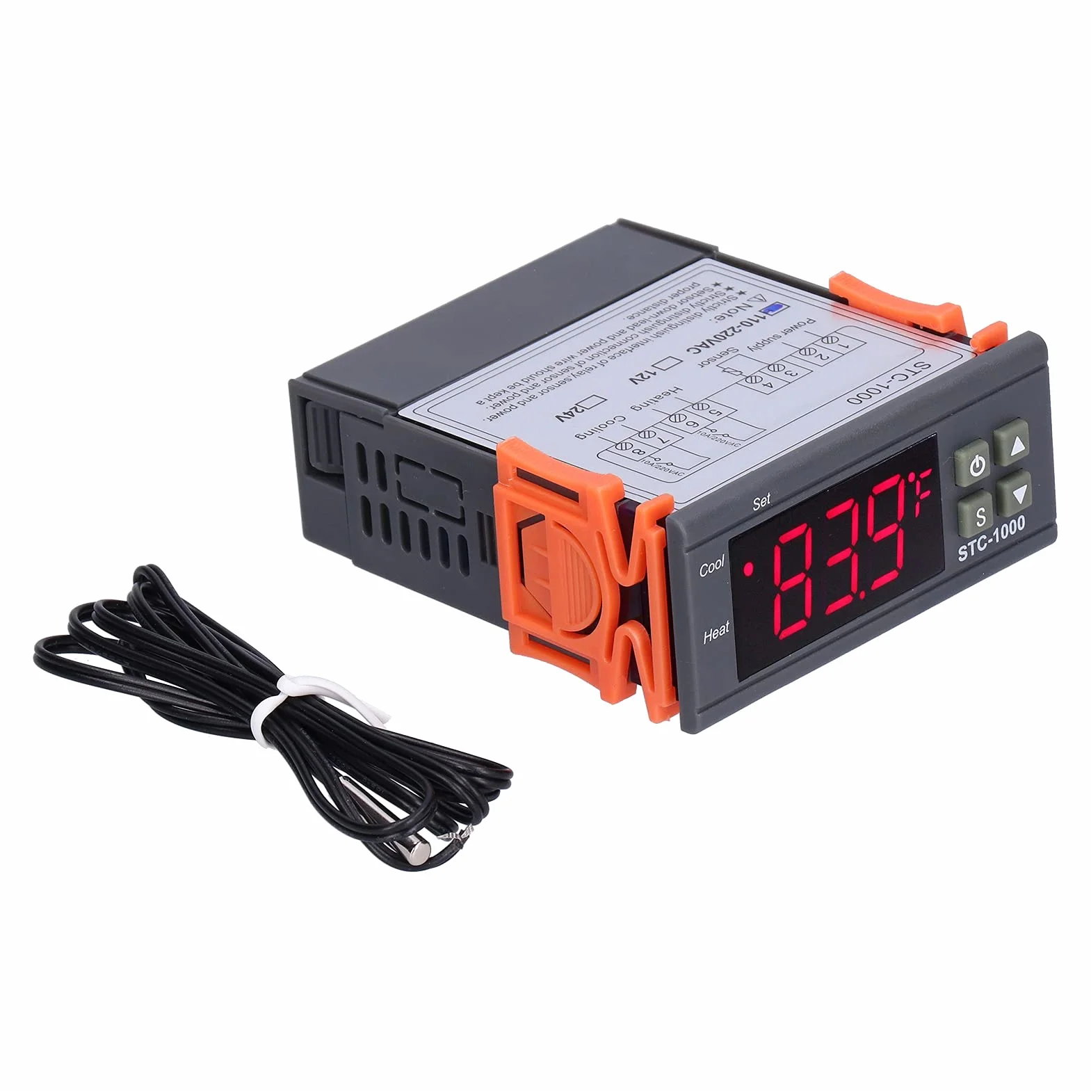 STC-1000 Uniwersalny Cyfrowy Regulator Temperatury, Termostat Chłodzący i Grzewczy z Czujnikiem NTC do Domowego Warzenia Piwa Fermentor Lodówka Inkubator Szklarnia(24V)