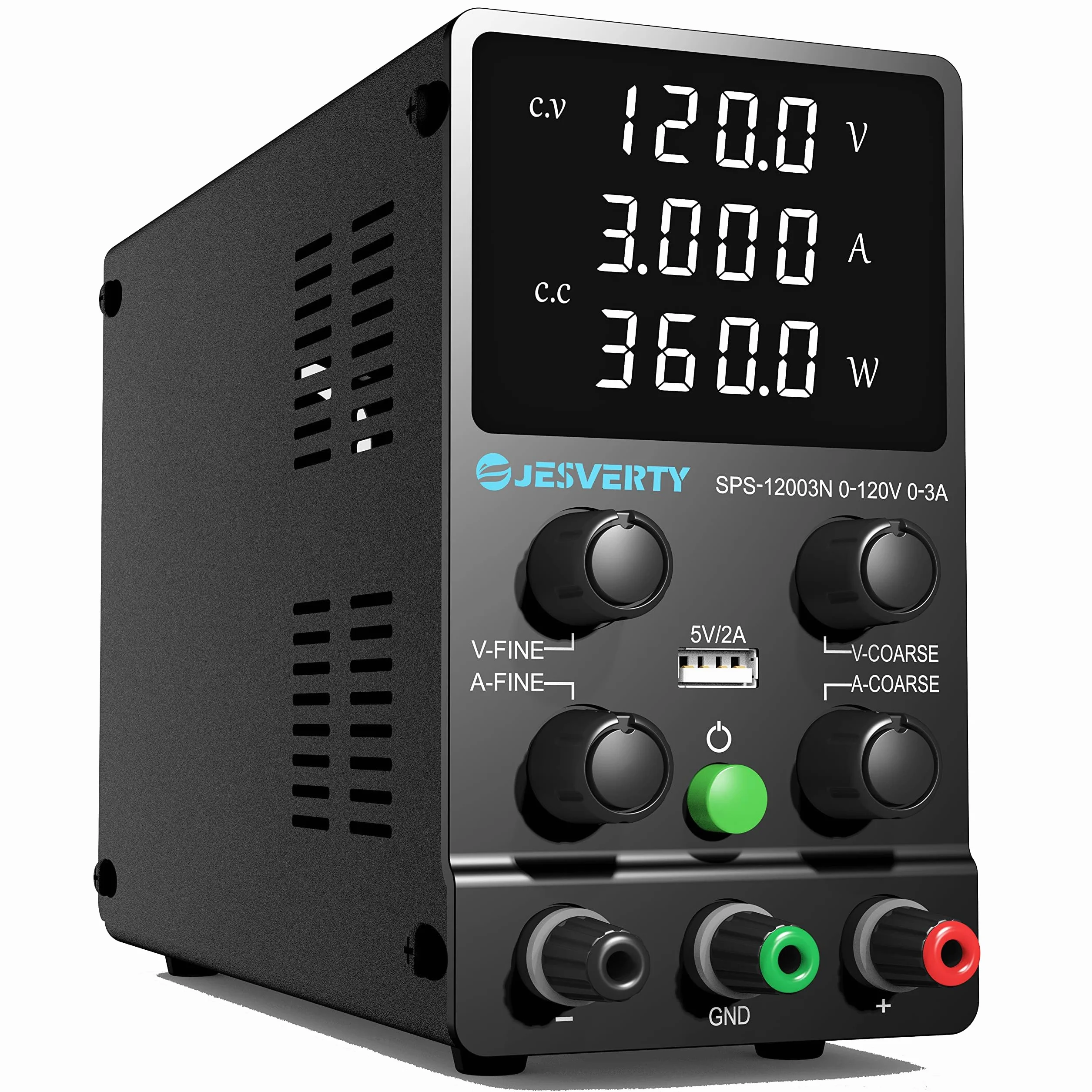 Fuente de Alimentación Regulable 120V 3A DC Fuentes de Alimentación de Laboratorio Fuente de Alimentacion de Banco Ajustable Pantalla LED de 4 Dígitos SPS-12003N