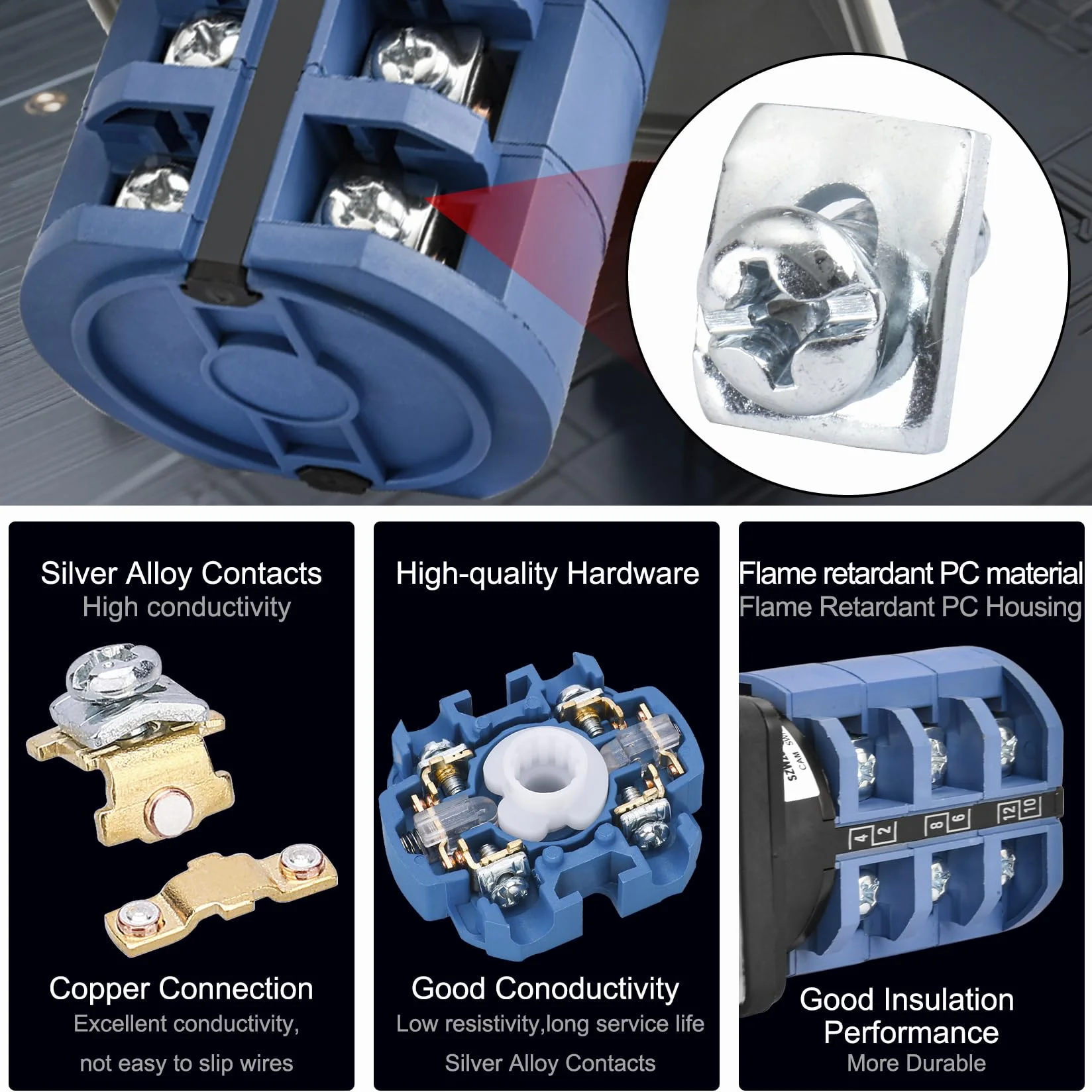 Heschen Uniwersalny przełącznik obrotowy SZW26-63/D404.4D 660V 63A ON-OFF-ON 3 pozycja 4 faza 4NO+4NC 16 zacisków CE z wyłącznikiem głównym skrzynka zewnętrzna LW28-63/4