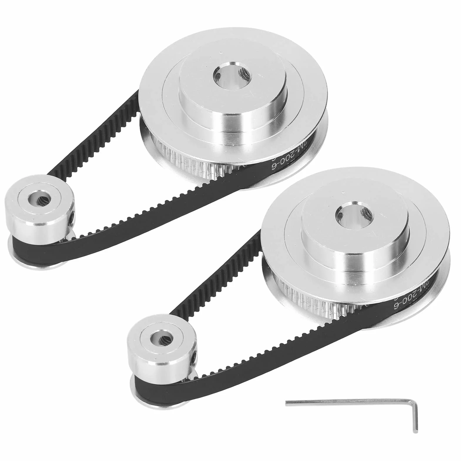 2-pakowe Koło Synchroniczne - Elastyczny, Zamknięty Pasek Rozrządu 20T 60T, Koło Rozrządu ze Stopu Aluminium Długość 200mm, Szerokość 6mm(20t 5mm (0,2 cala) plus 60t 8mm (0,31 cala))