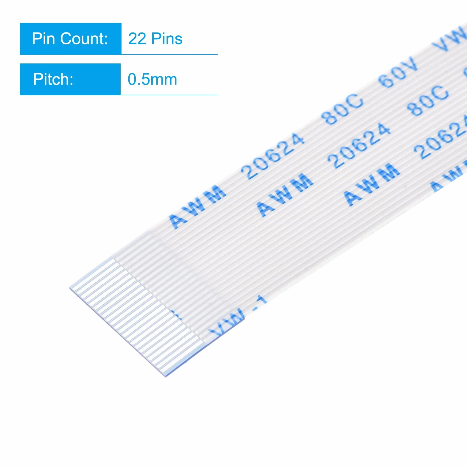 sourcing map Opakowanie 10 szt. FFC FPC kabel 22 pin 0,5 mm 300 mm (typ A) do drukarki LCD 3D aparat DVD